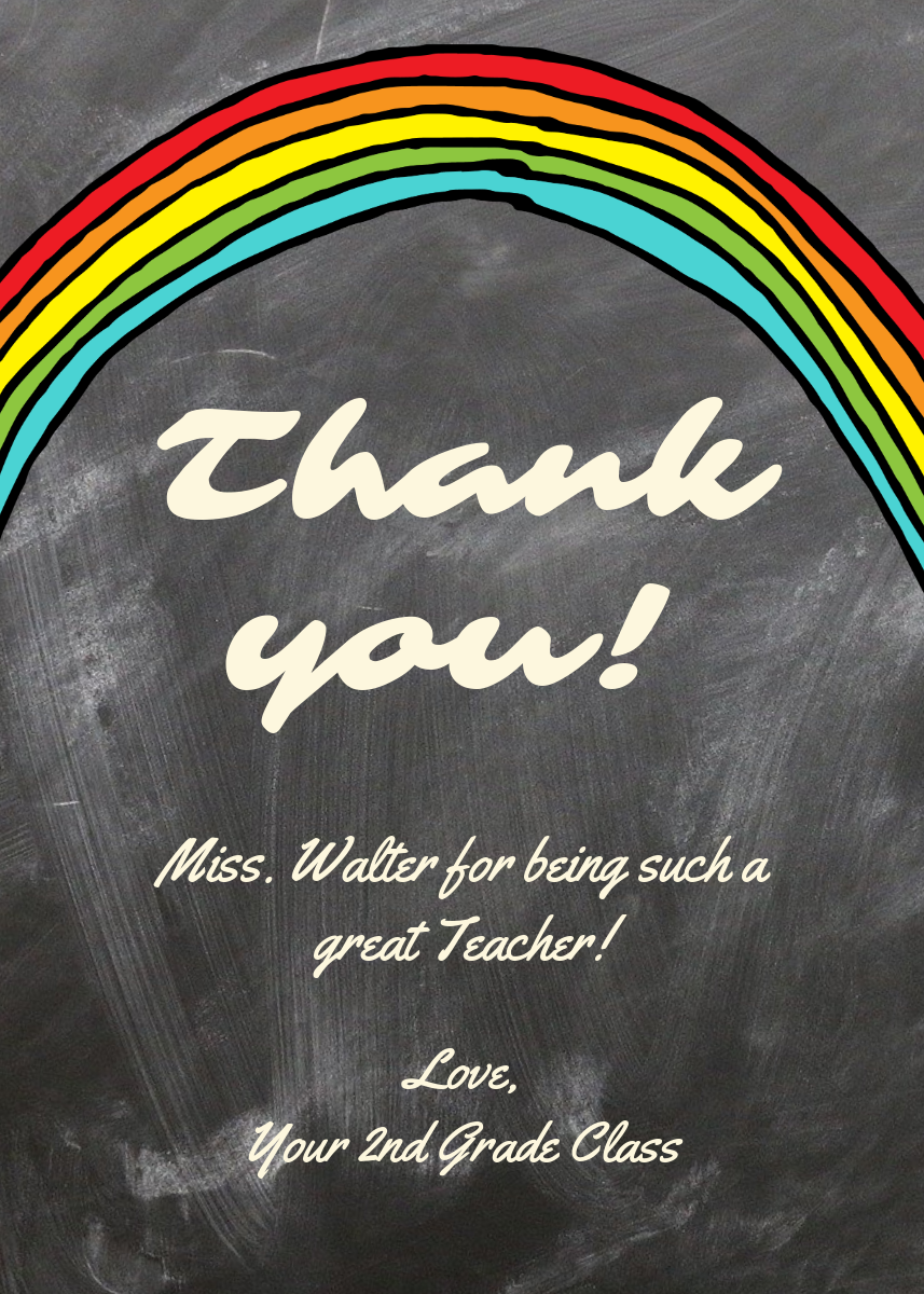 Cream And Black Teacher Thank You Card