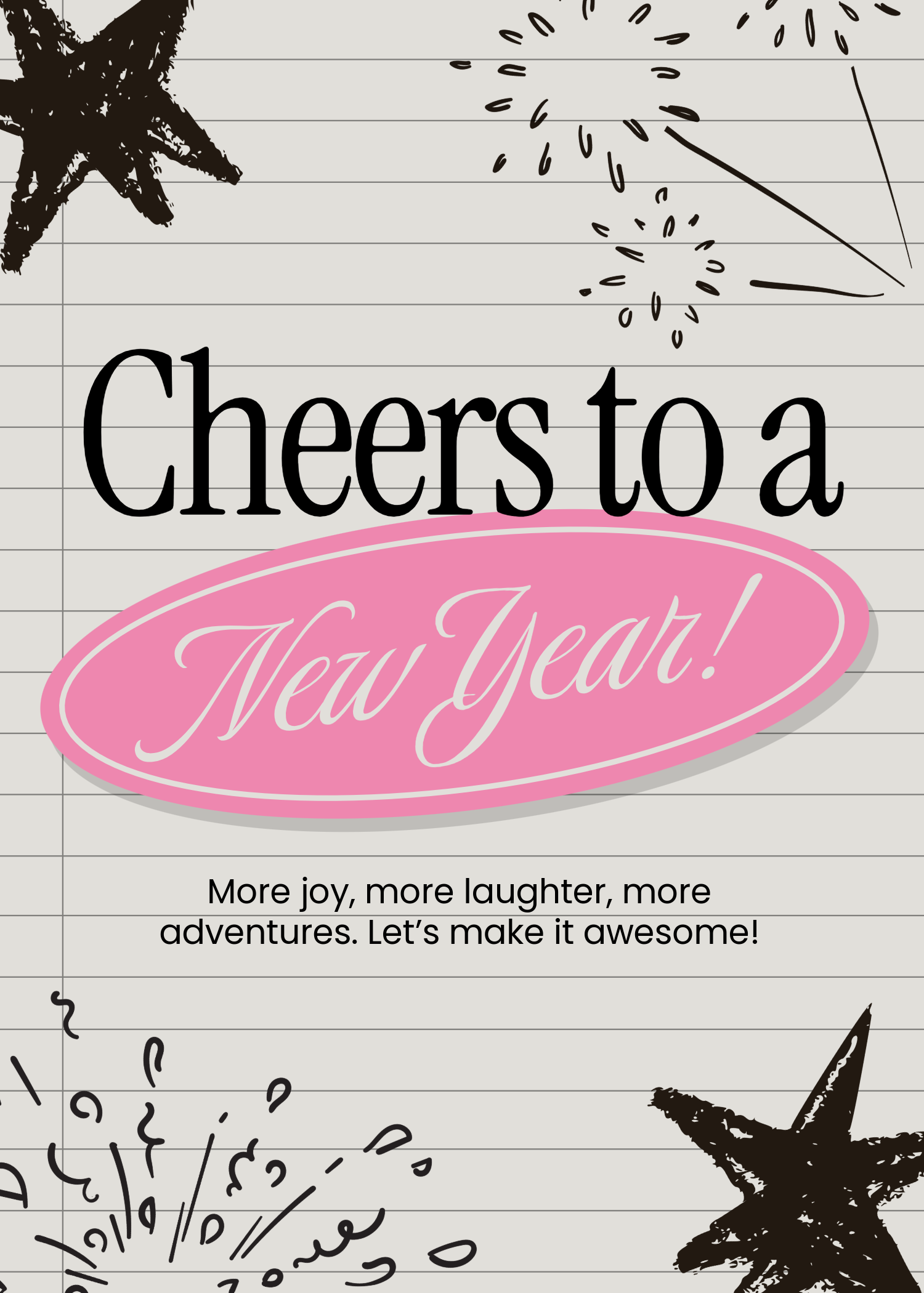 Pink and Black  New Year Card