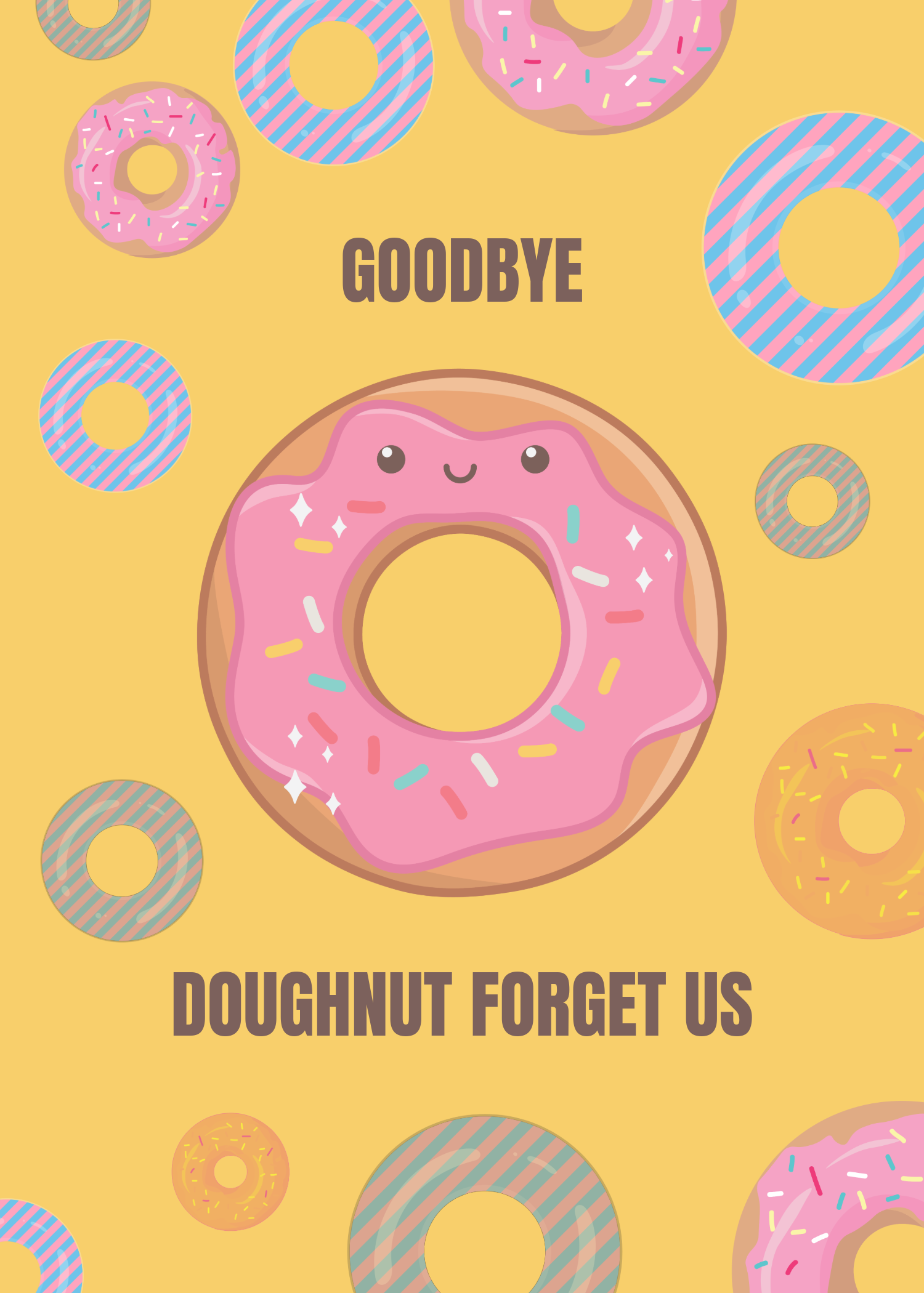 Yellow, Pink and Blue Goodbye Card