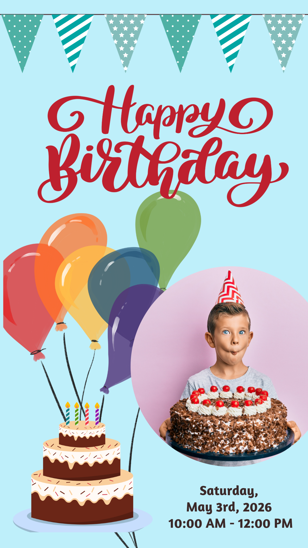 Multicoloured Kids Birthday Instagram Story