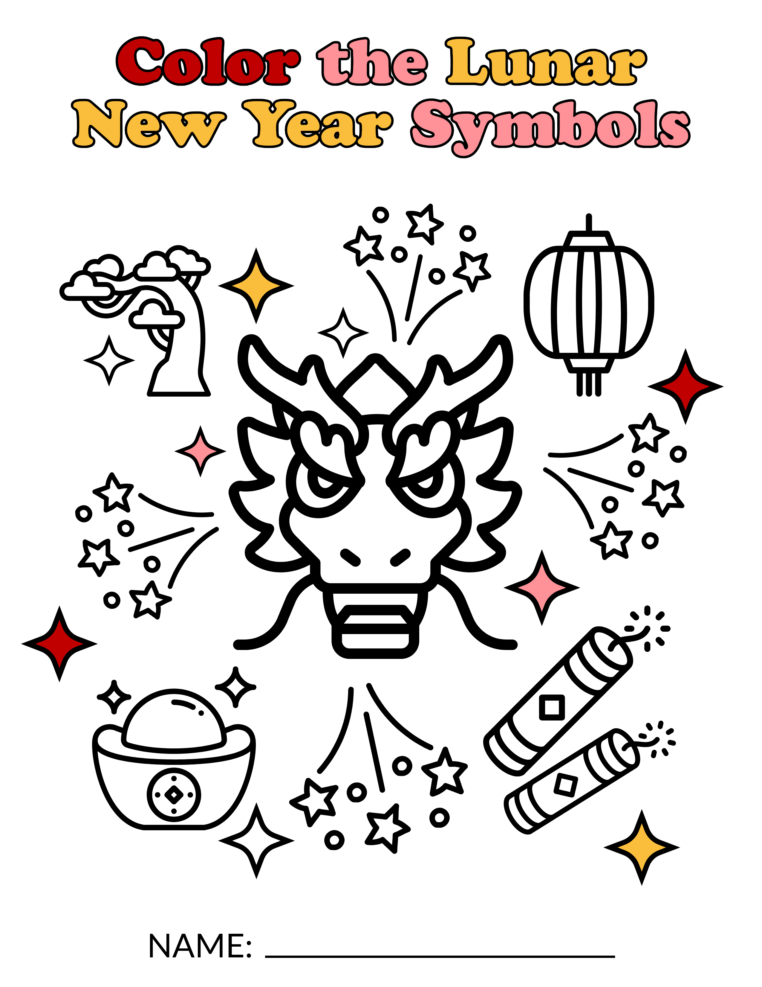 White Lunar New Year Activity Worksheet
