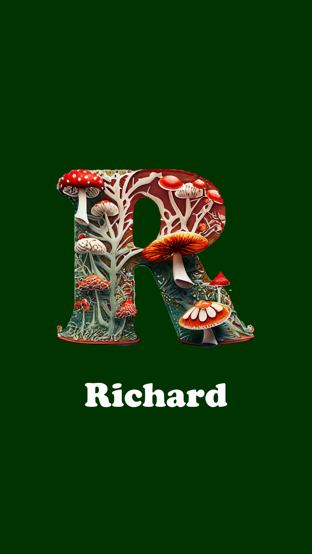 Forest Green Mushroom Name Phone wallpaper