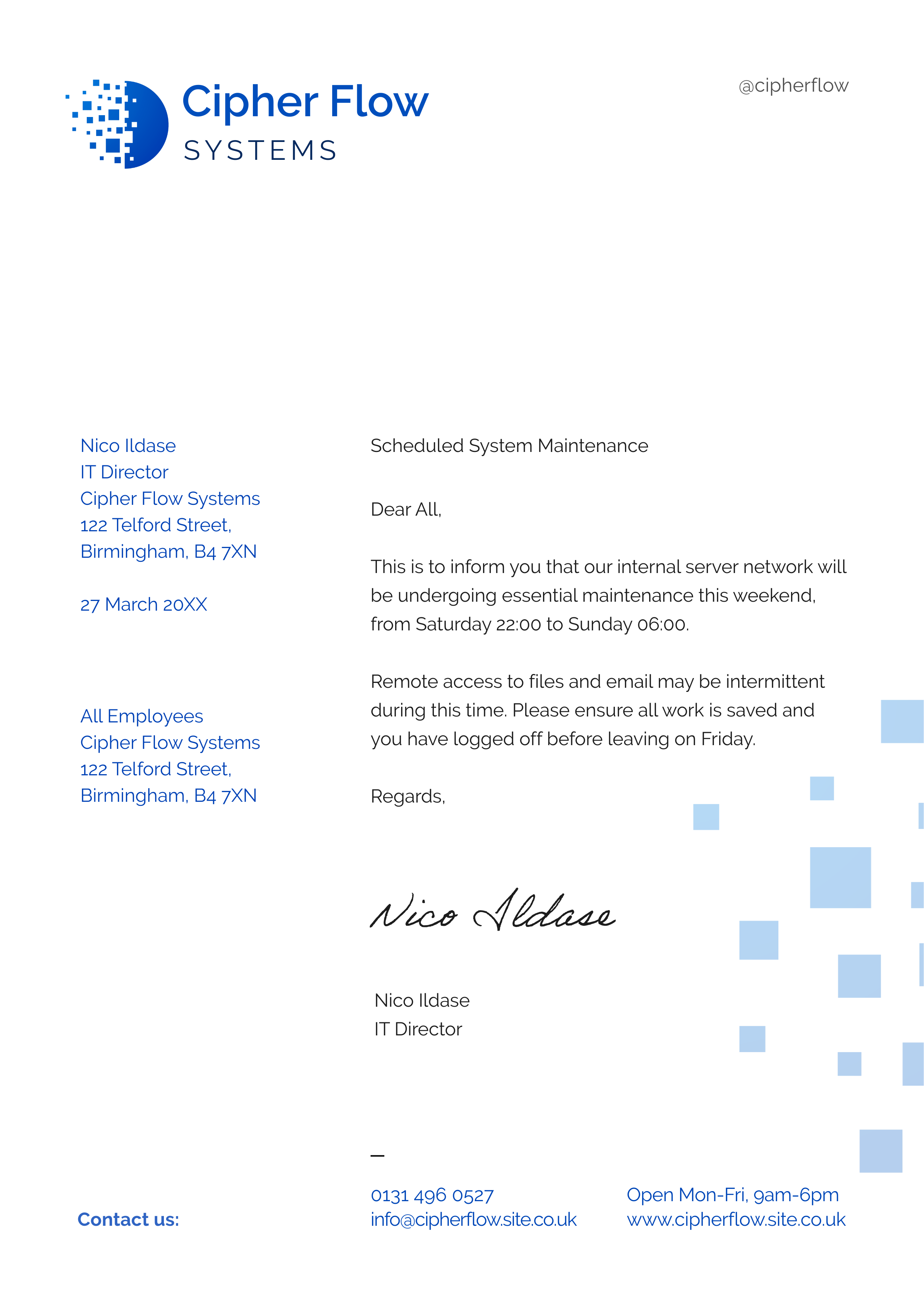 Blue, White and Black IT and Software Letter