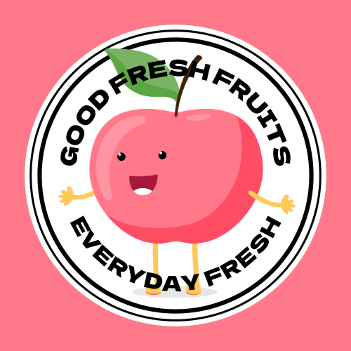 Pink Retro Character Fruit Market Store Apple Illustration Badge Sticker Logo