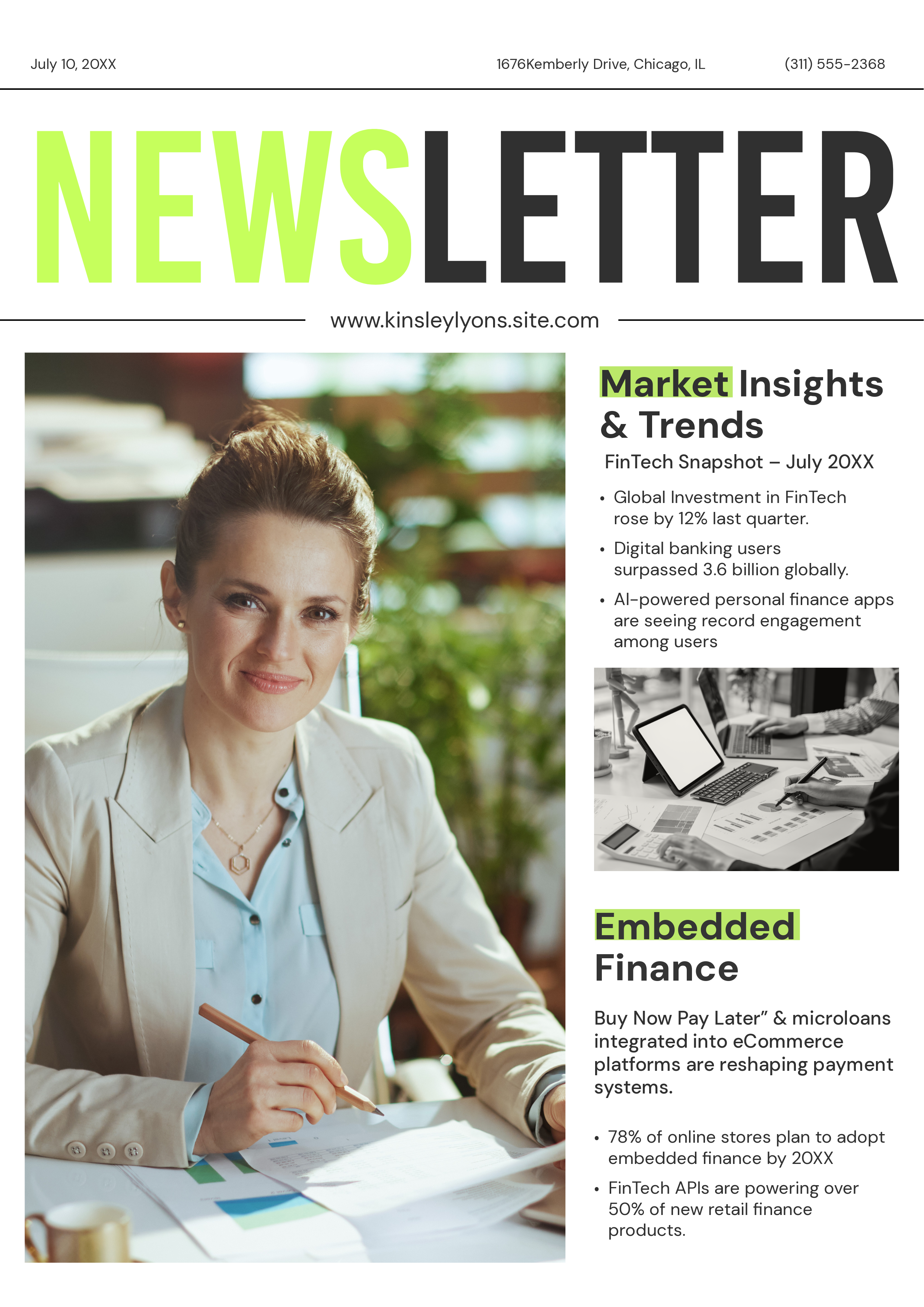 Green and Grey Finance FinTech Newsletter