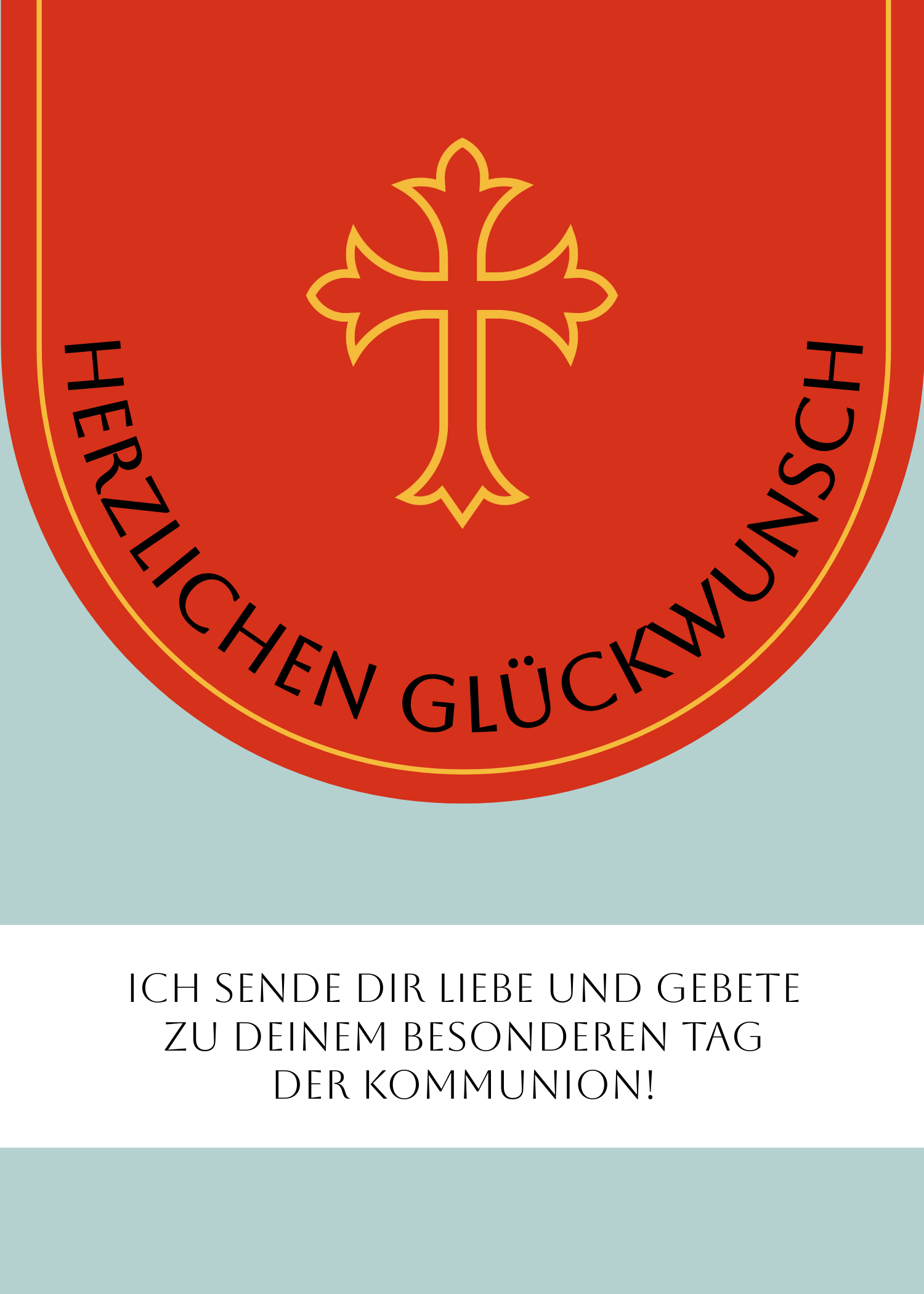 Orange und blaue Kommunionskarte