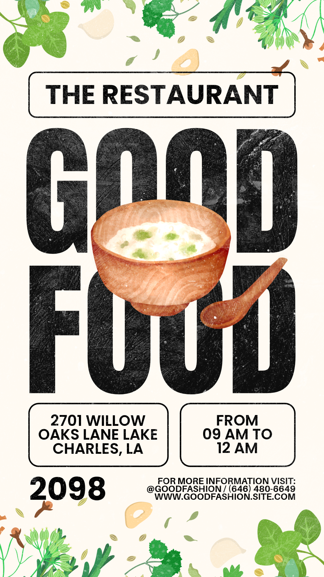 Vintage Bold Grunge Food Restaurant Store Promotion Soup Illustration Instagram Story