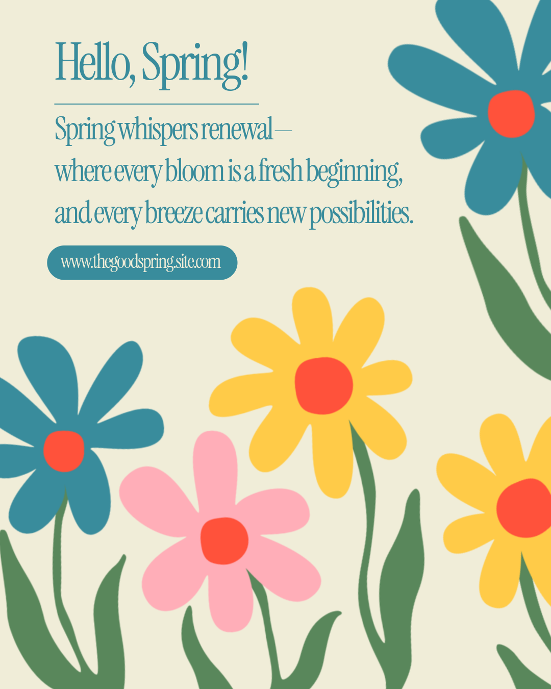 Blue and Yellow Start of Spring Instagram Portrait Post