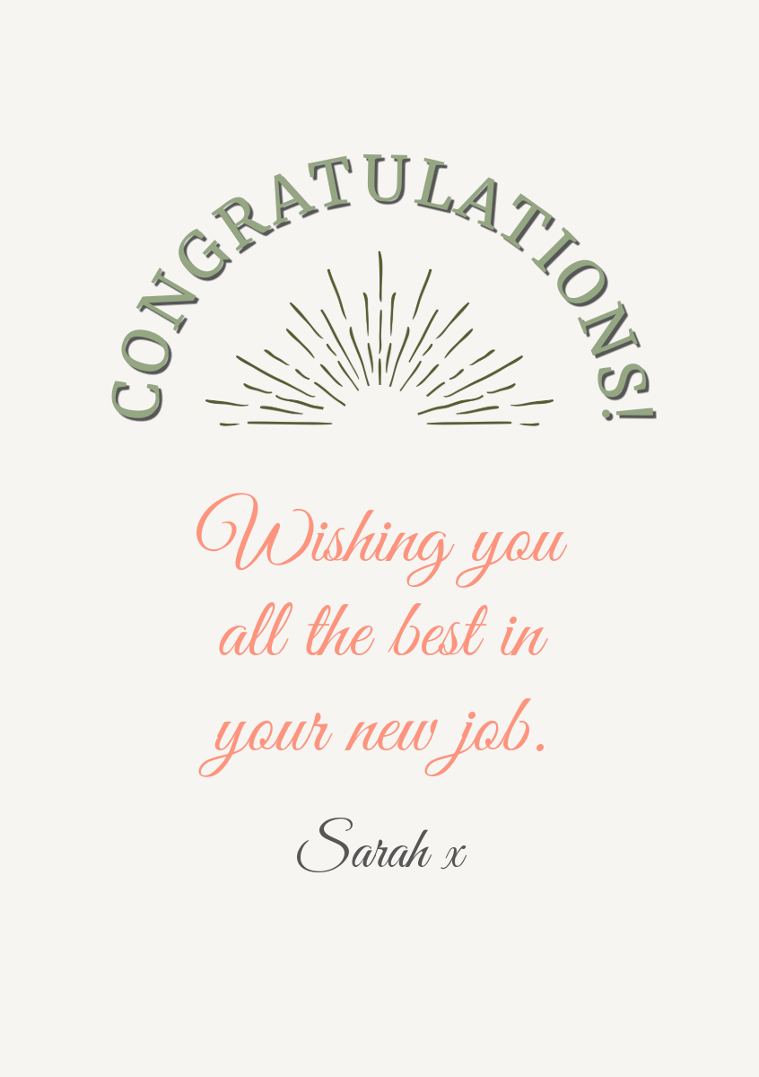 white, green, orange, sparkle, classic, new-job, card, congratulations, wishing, classy, simplistic, typography, curve, line, muted, greeting, card