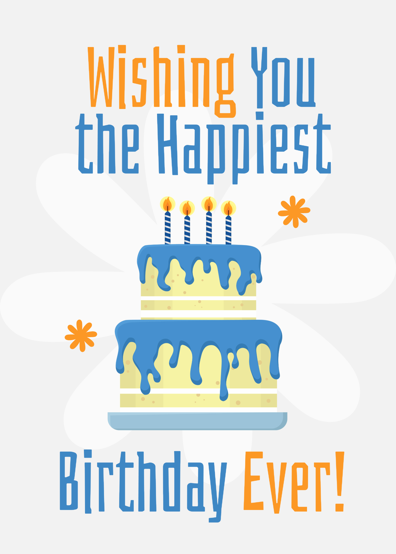 Grey and Blue Birthday Greeting Card