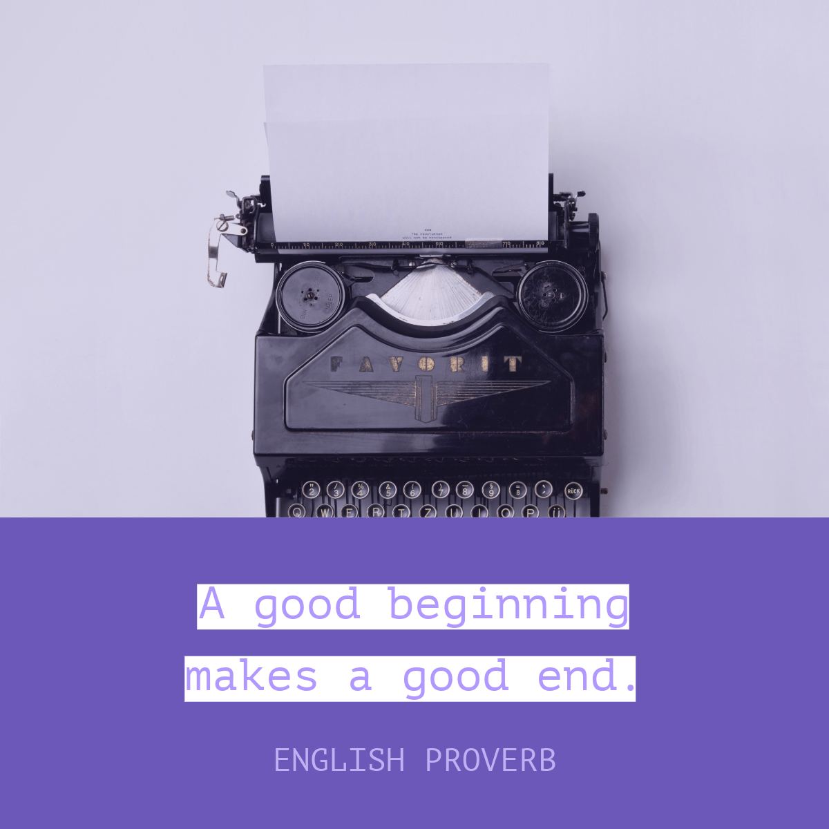 Violet, Black and white, Cold Toned Typewriter Instagram Square