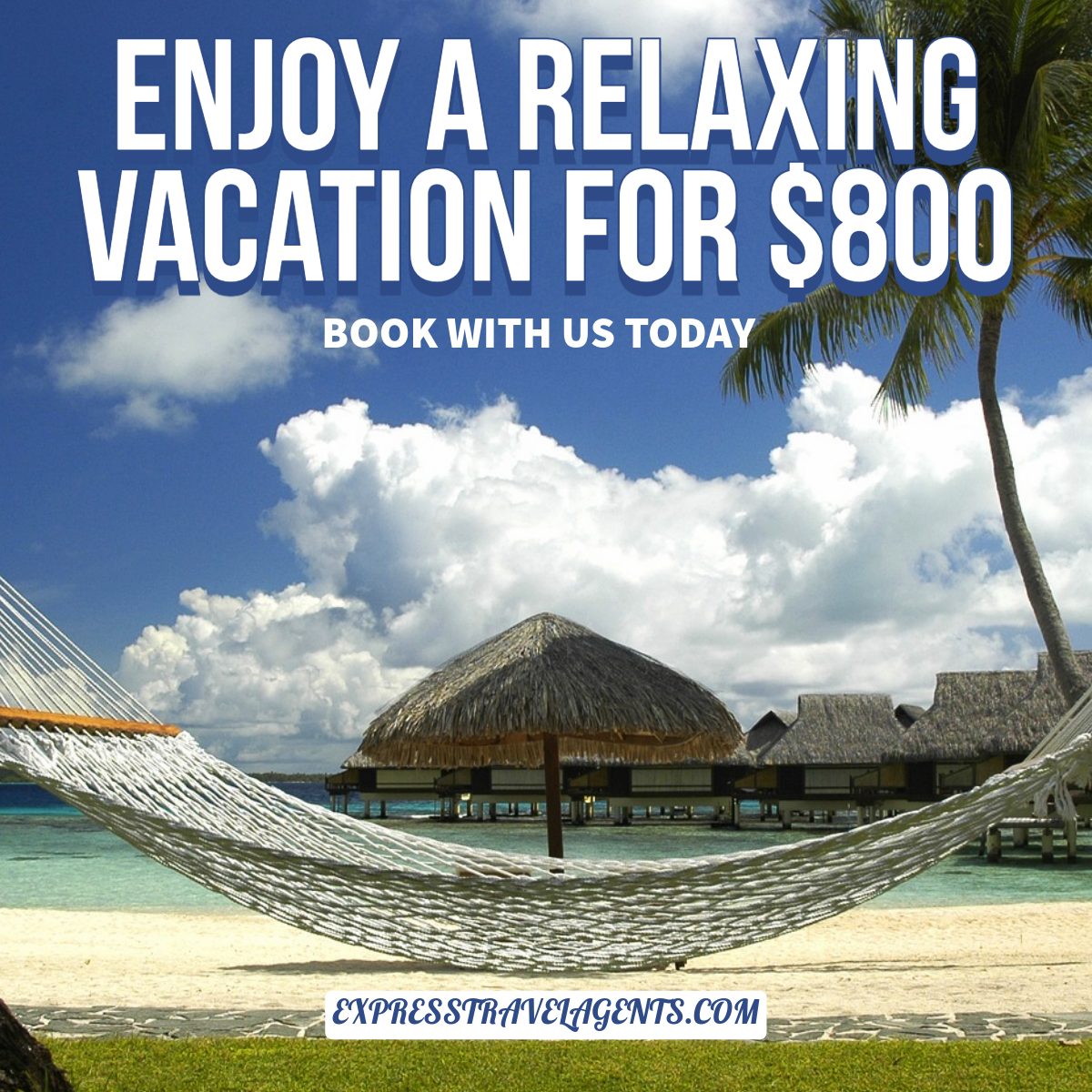 Tropical Beach and Hammock Photo Travel Agency Instagram Square