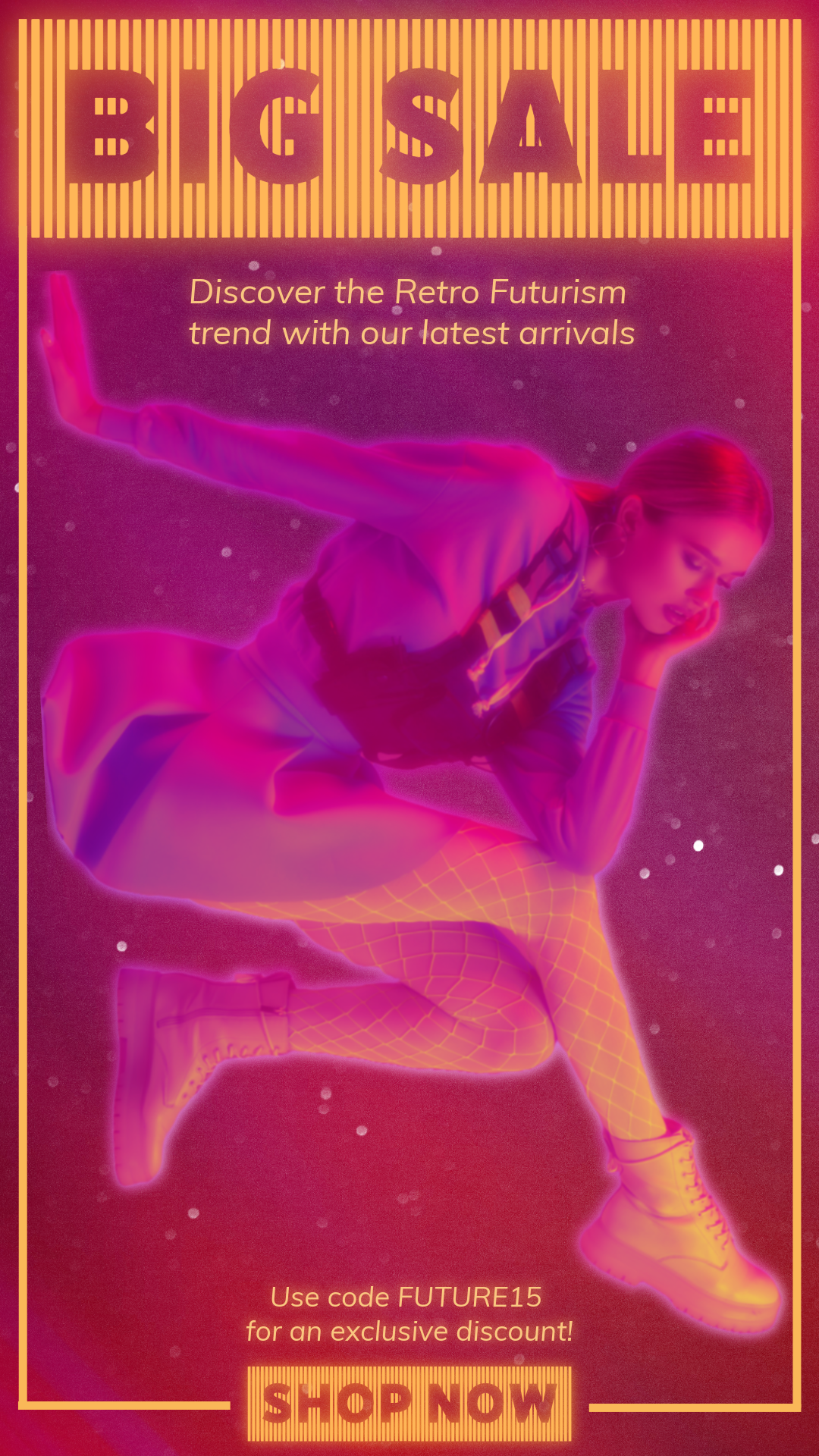 Neon Yellow and Magenta Clothes Shop Sale Instagram Story Ad