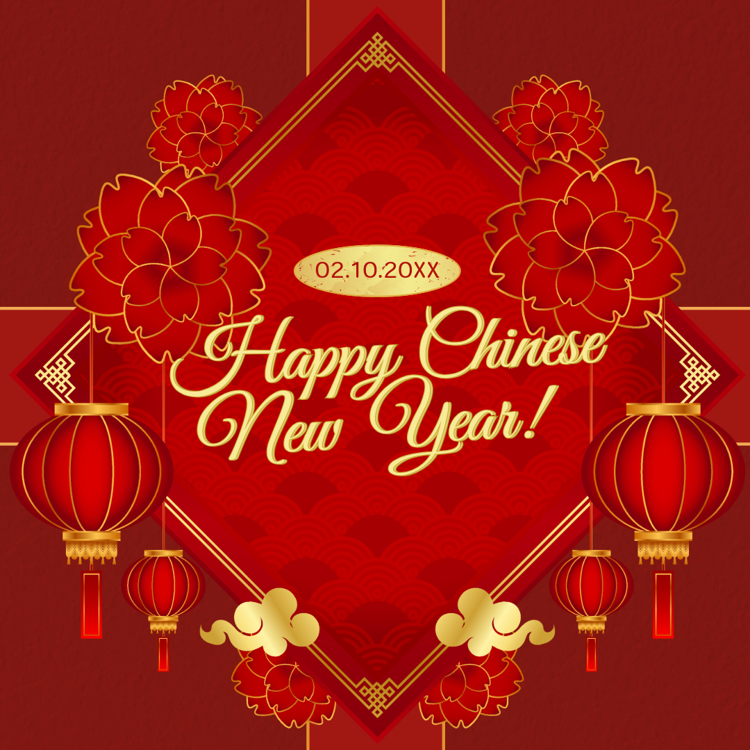Deep Burgundy and Gold Chinese New Year Instagram Post
