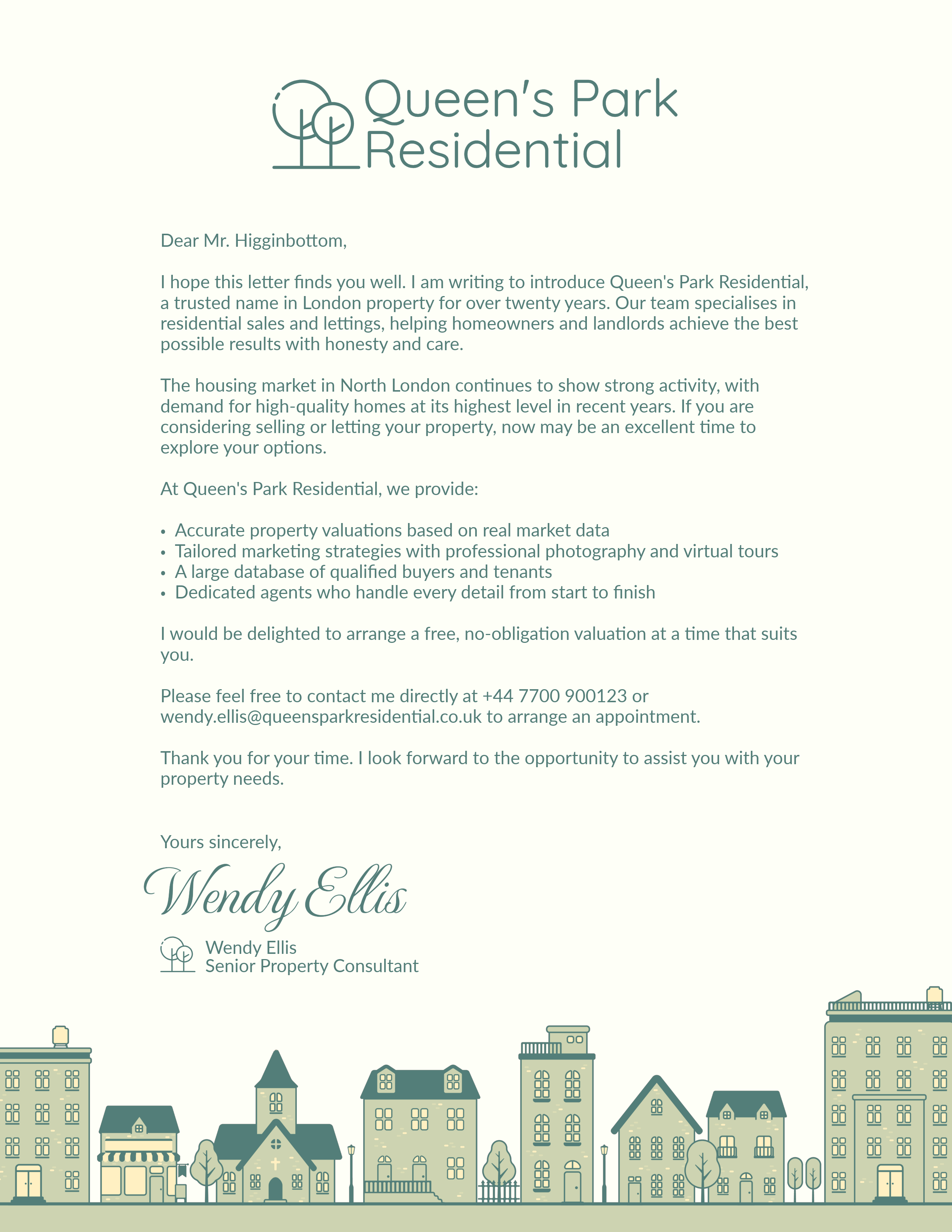 Green and Off-White Residential Real Estate Letter