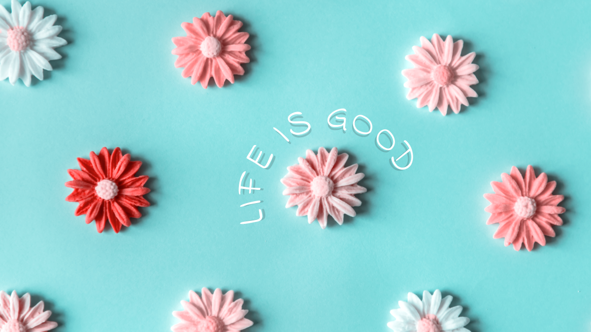Pink And Blue Flowers Wallpaper