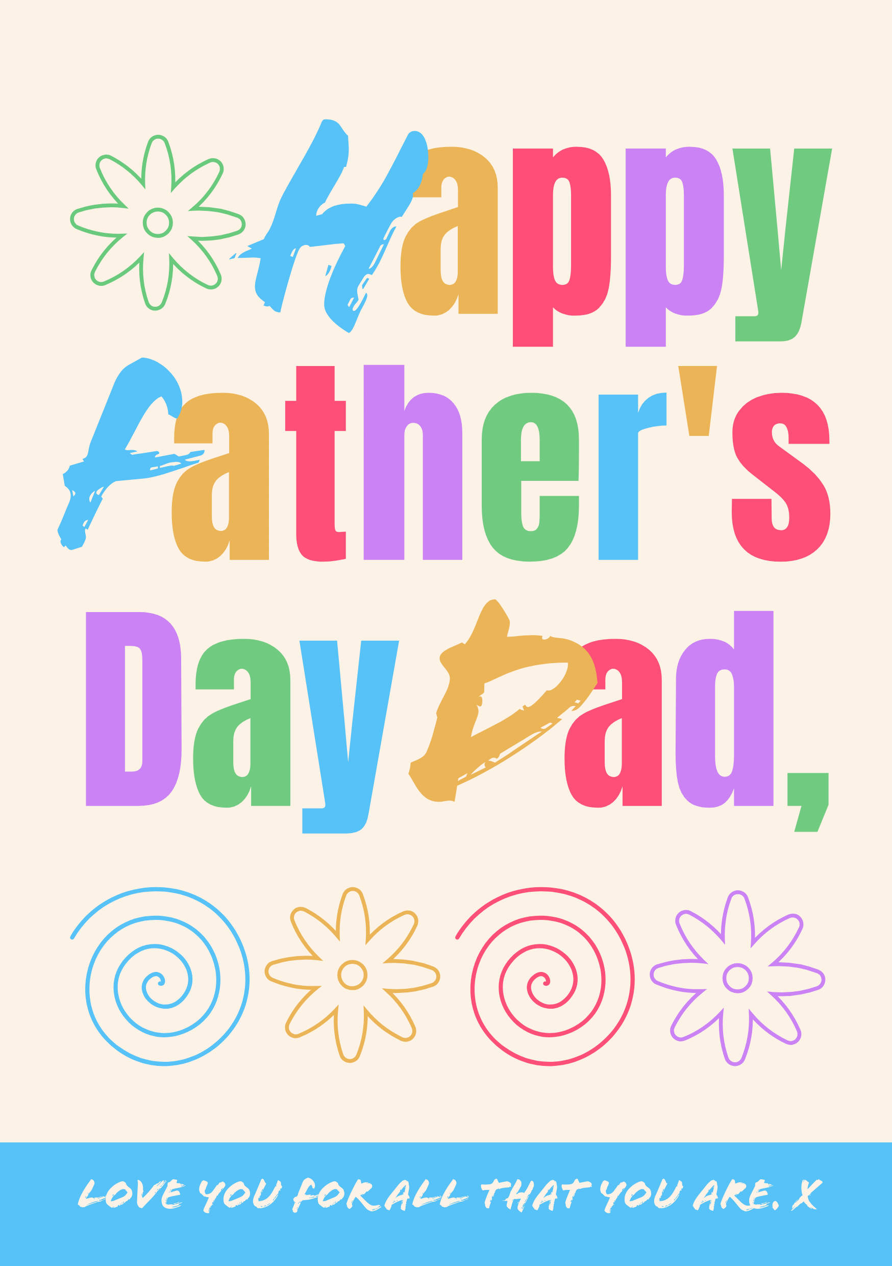 Happy Father's Day Multicoloured Card