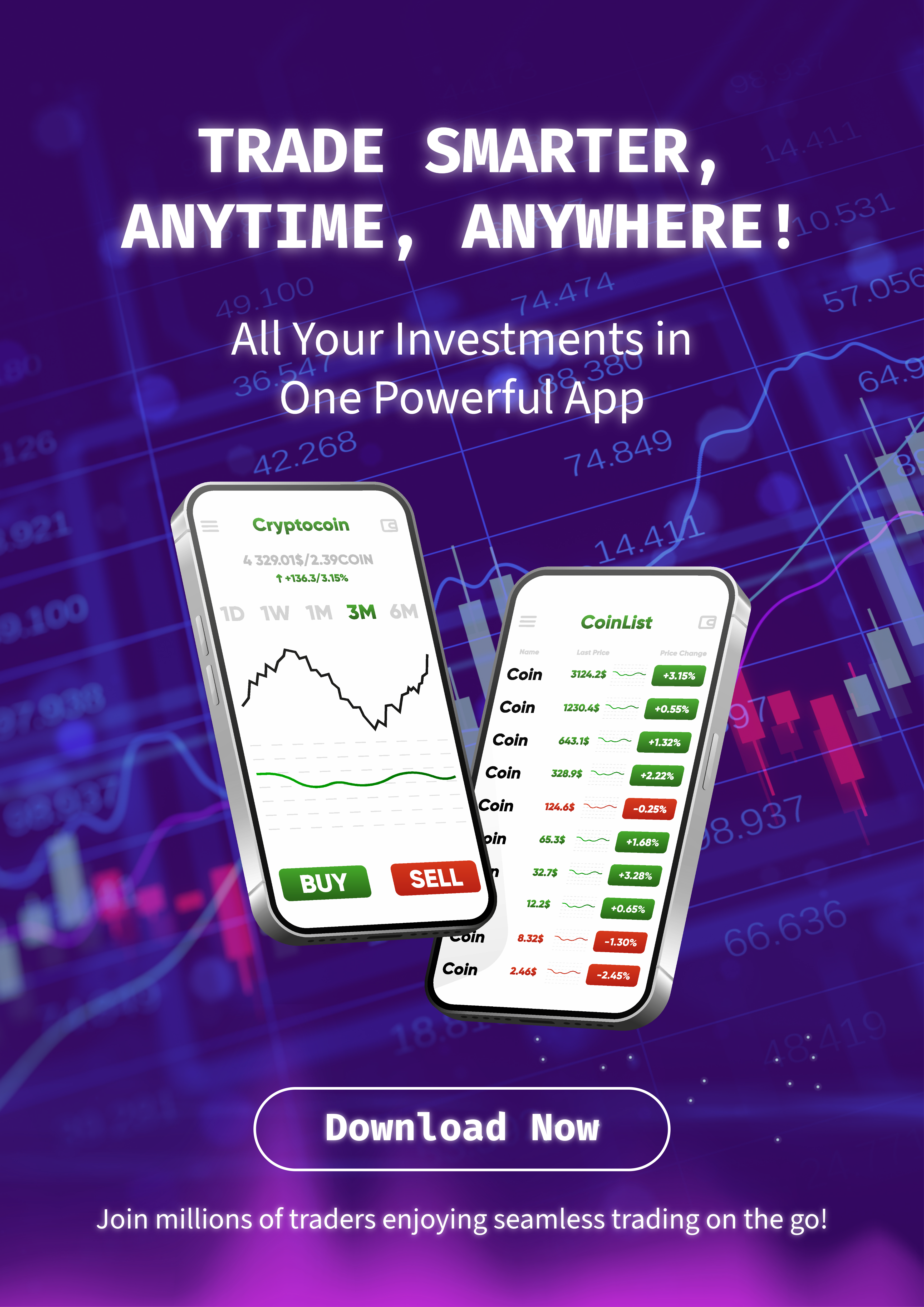 Blue And Purple Trading Apps Poster