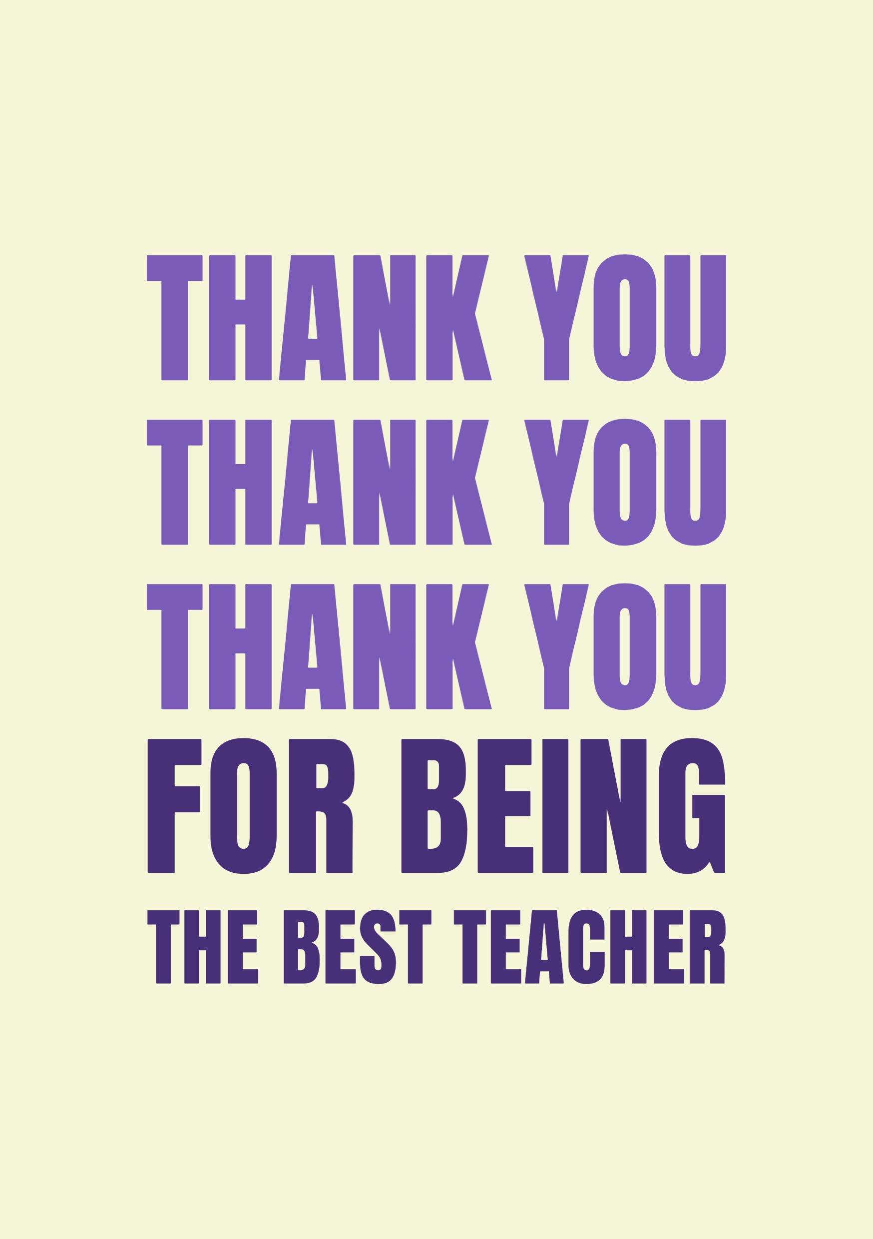Yellow and Purple Thank You Teacher Card