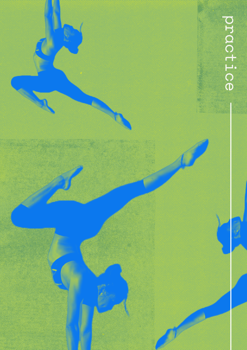 Green Blue & White Dance Yoga Stretch A3 Poster