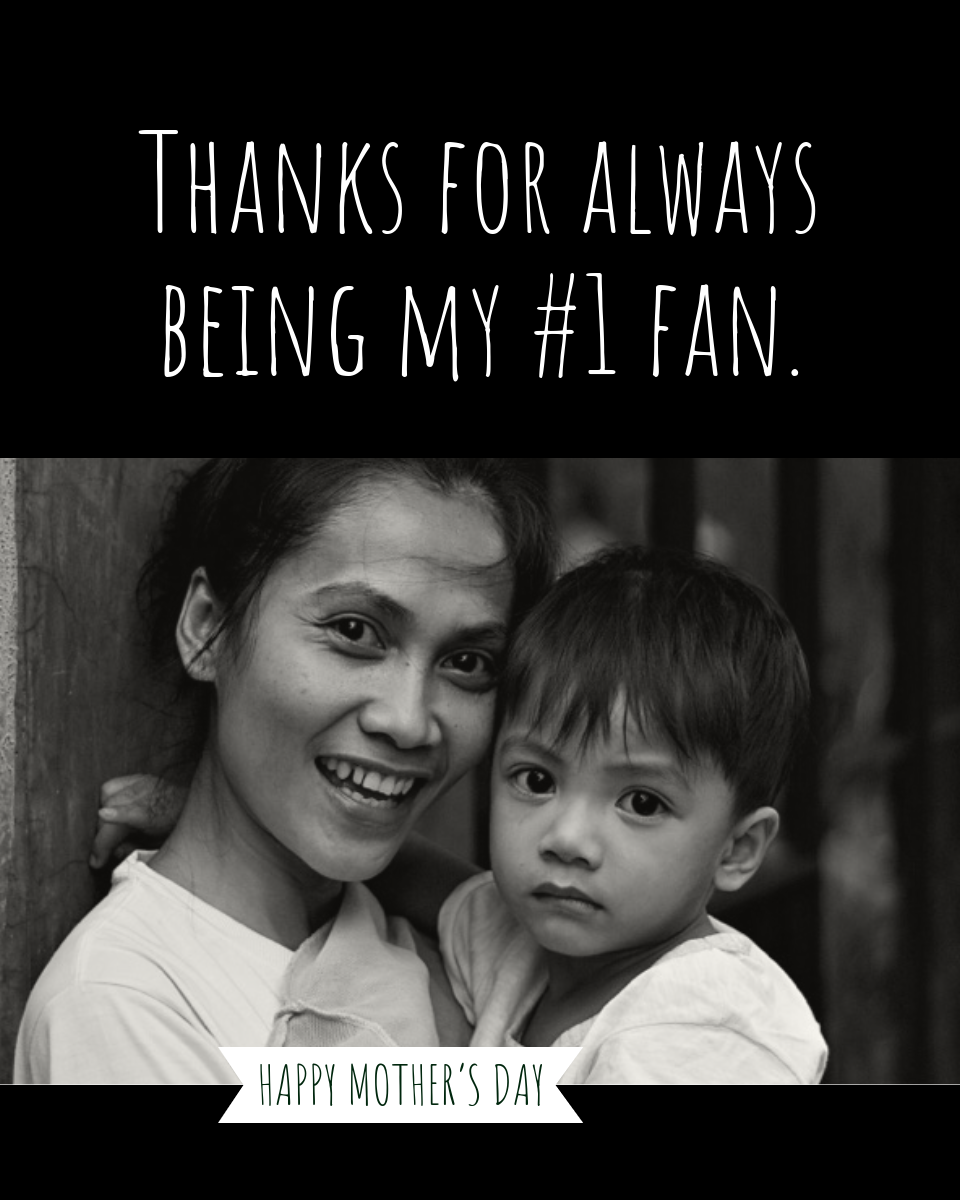 Black And White Mothers Day Card