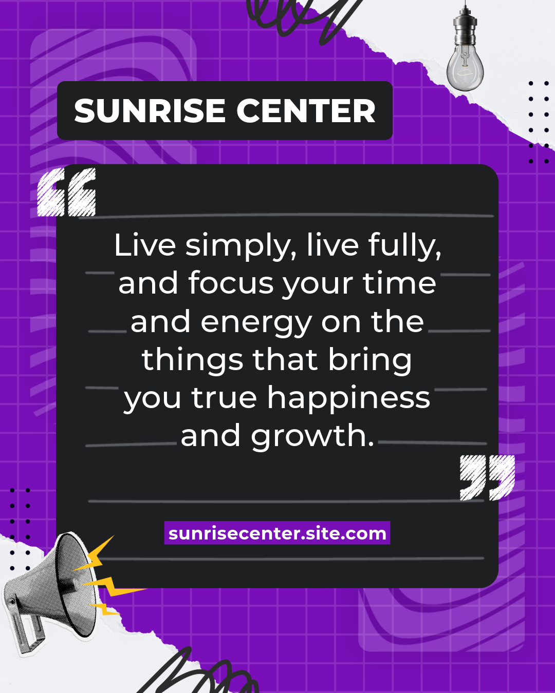 Purple and Black Mixed Media Lifestyle Motivational Quote Instagram Portrait Post