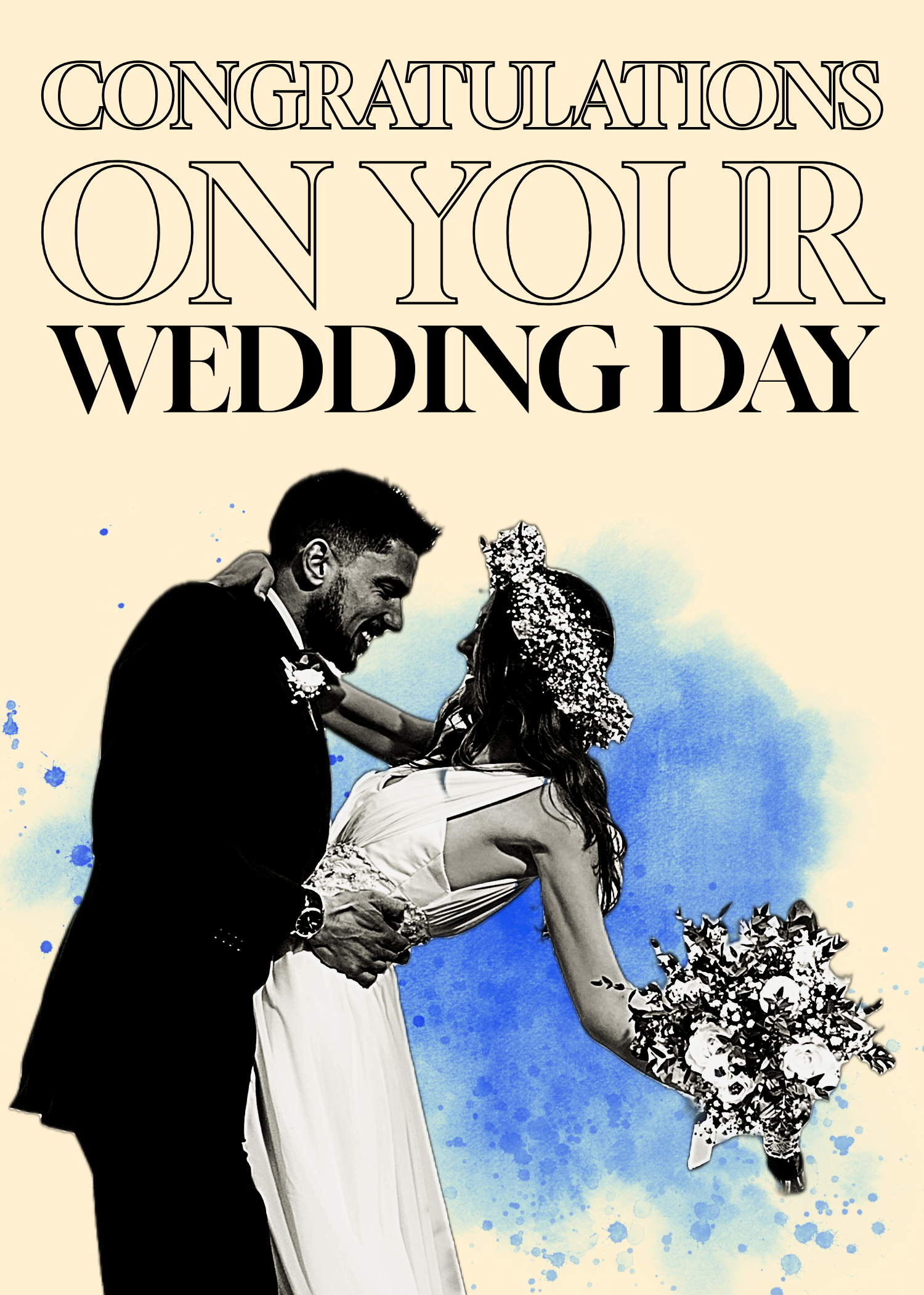 Blue and Cream Wedding Greeting Card