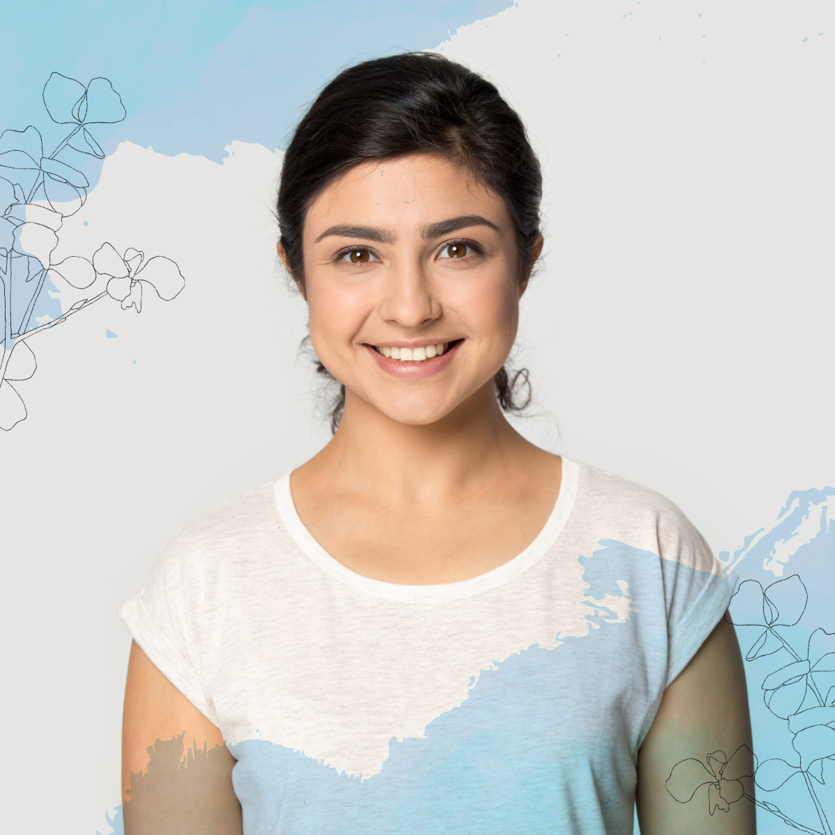 Beige Blue Friendly Woman Profile Picture