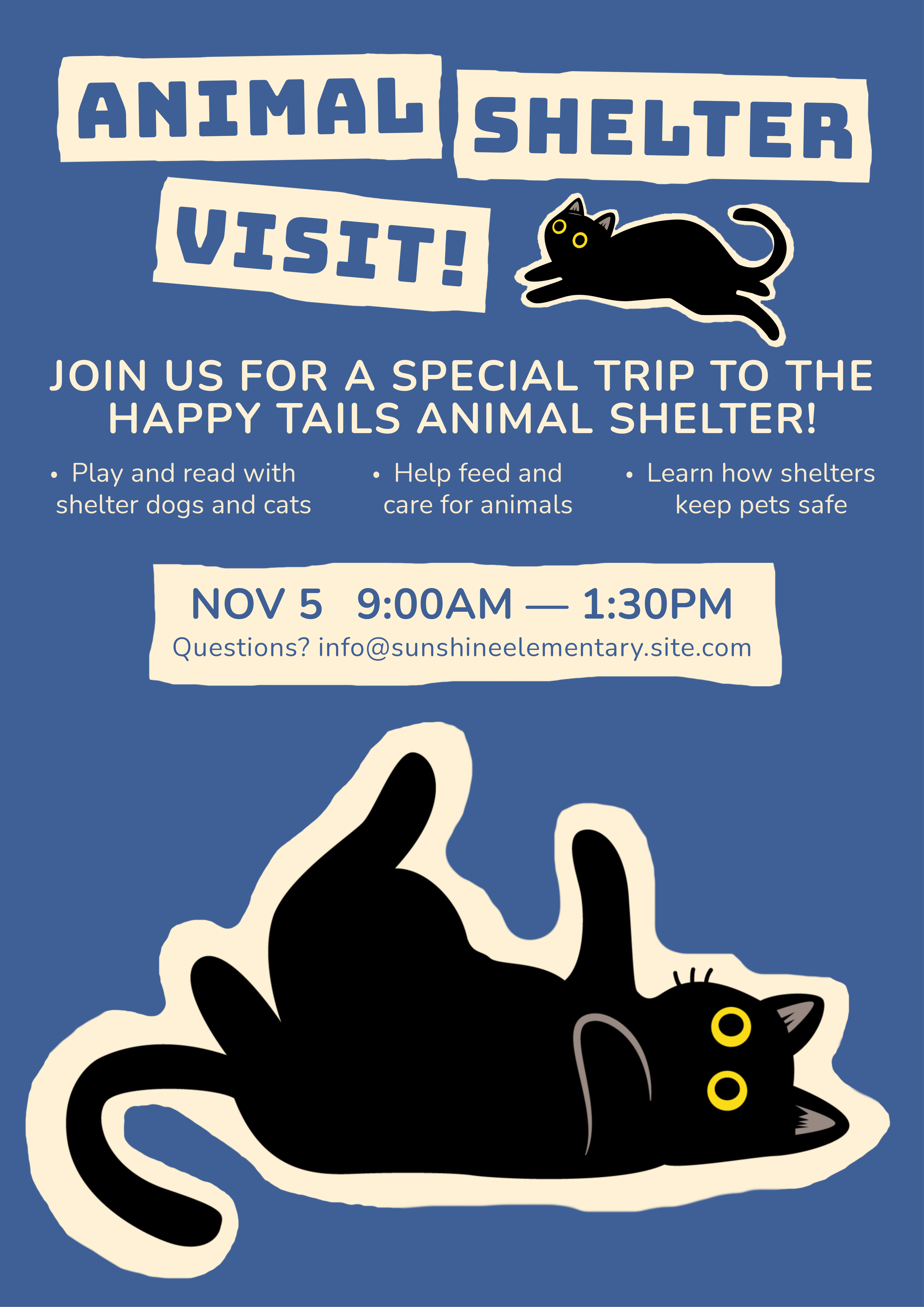 Light Beige and Blue School Trip Animal Shelter Visit Poster