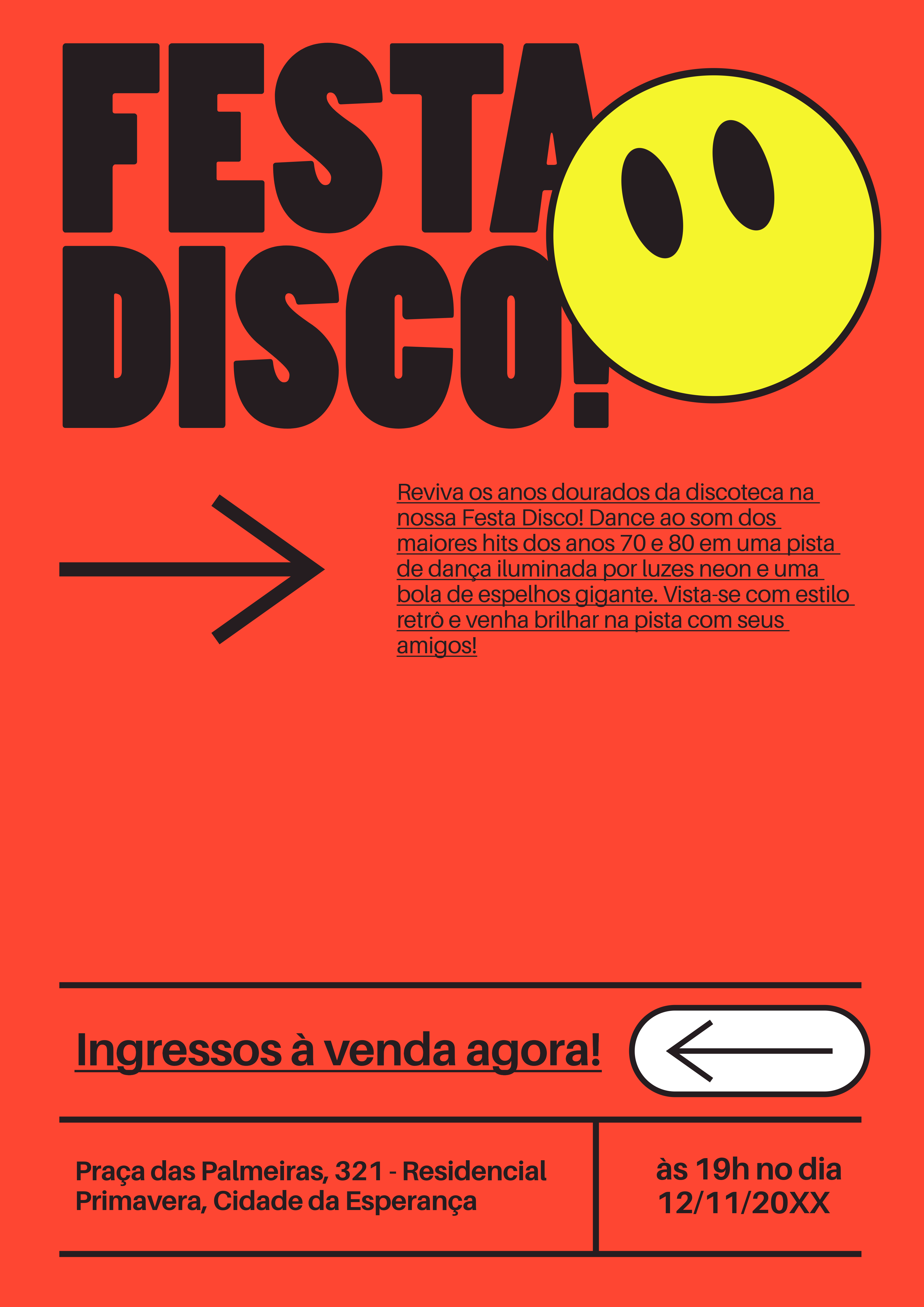 Vermelho e Preto Festa Disco Pôster