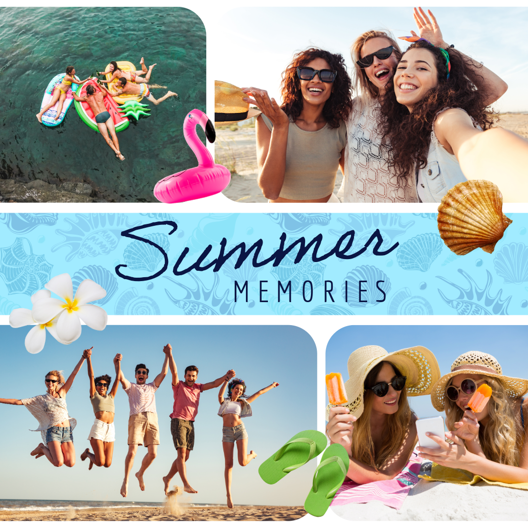Blue and White Summer Memories Instagram Square Post