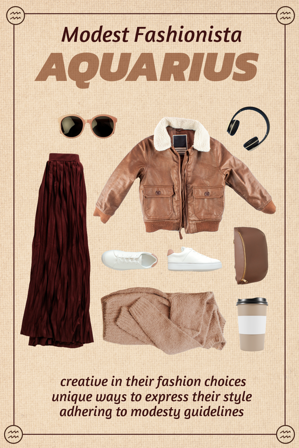 Beige Fashion Zodiac Mood Board Pinterest Post