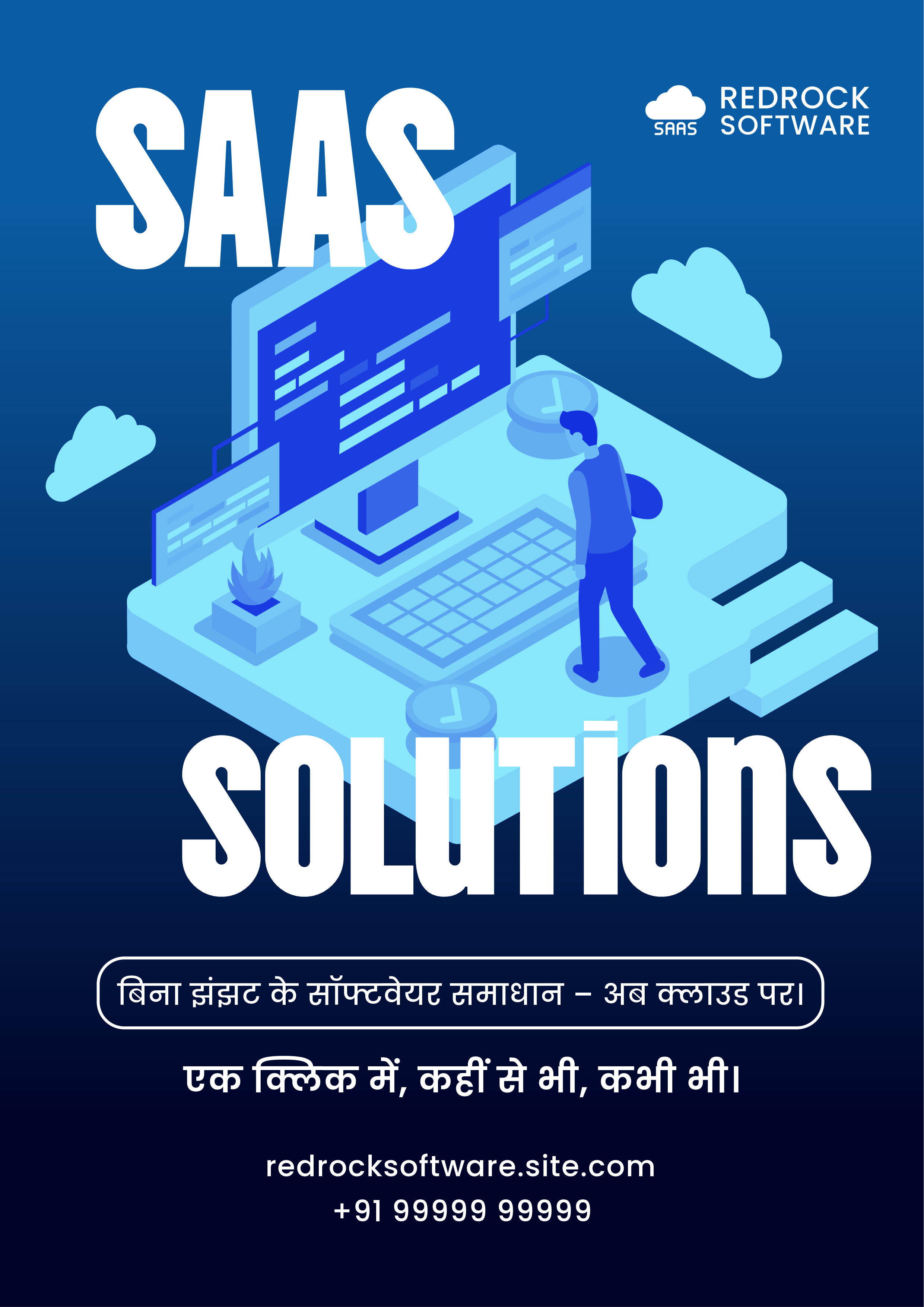 Blue and White SaaS Product Flyer