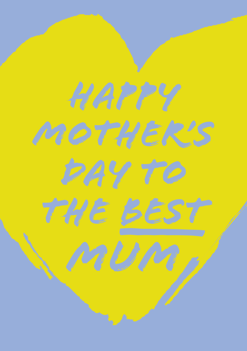 Blue & Yellow Simple Illustrated Mother's Day A5 Greeting Card