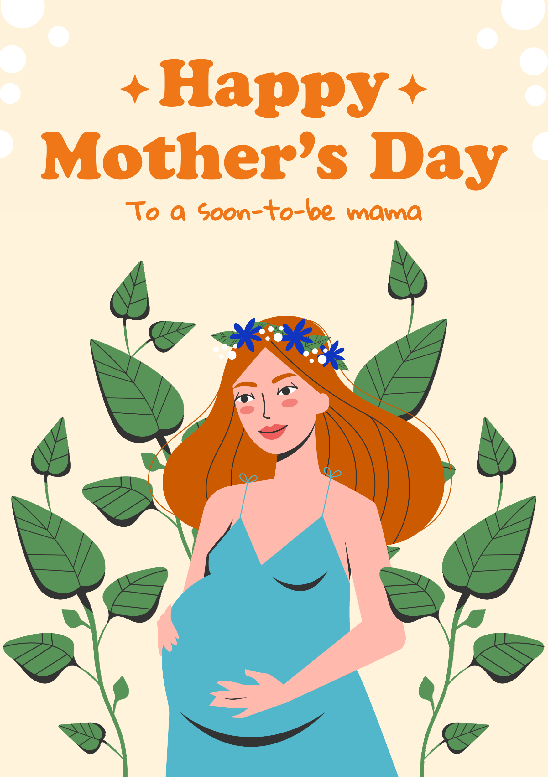 Cream and Orange Organic Mothers Day Card