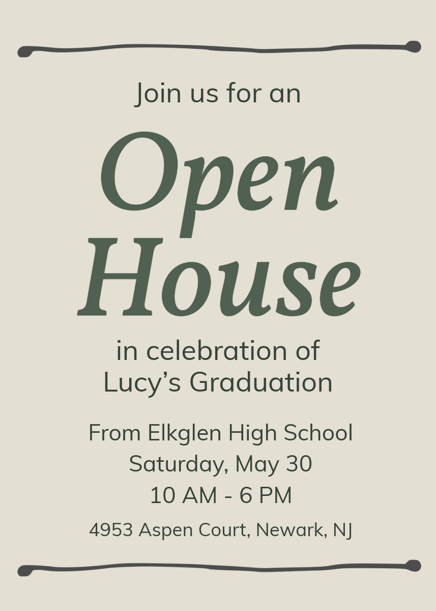 Cream & Green Graduation Party Invite