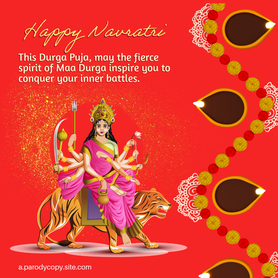 Red and Pink Durga Puja Wishes WhatsApp Post