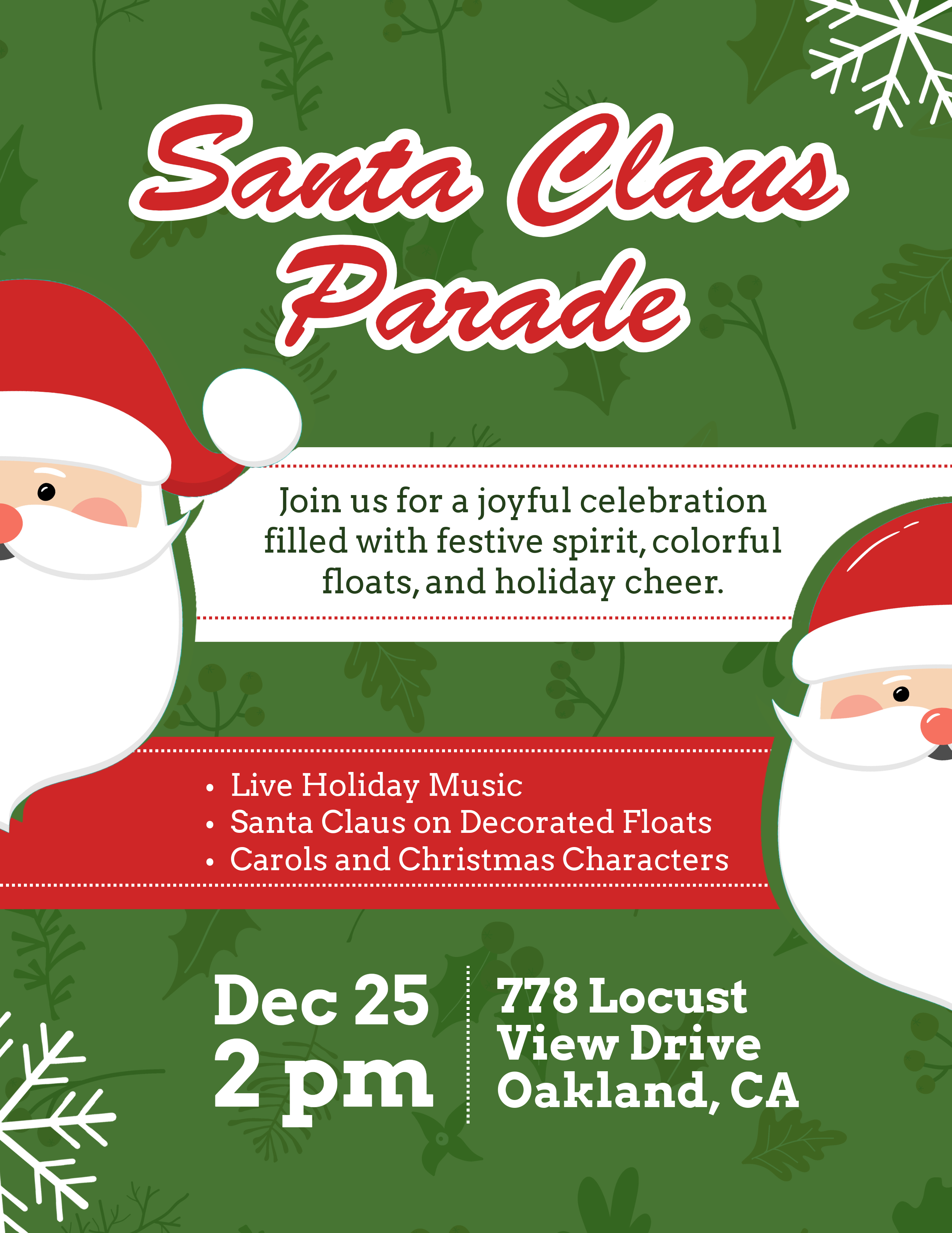 Green And Red Christmas Santa Claus Parade  Flyer