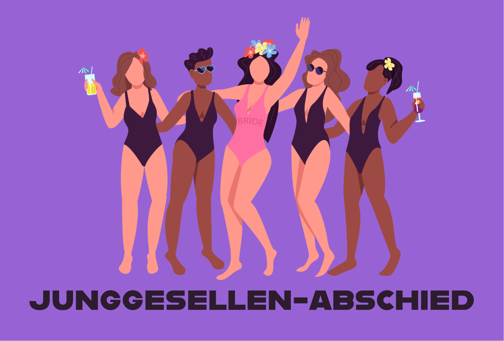 Lila und Schwarz Junggeselle Bachelorette Party Heirat Hochzeit Feier Einladung Postkarte