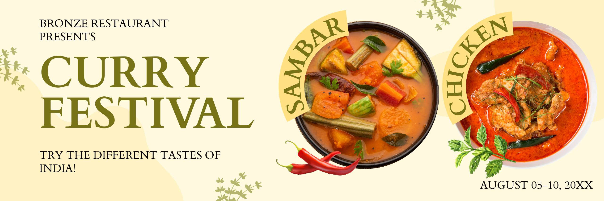 Cream and Green Food Festival Web Banner