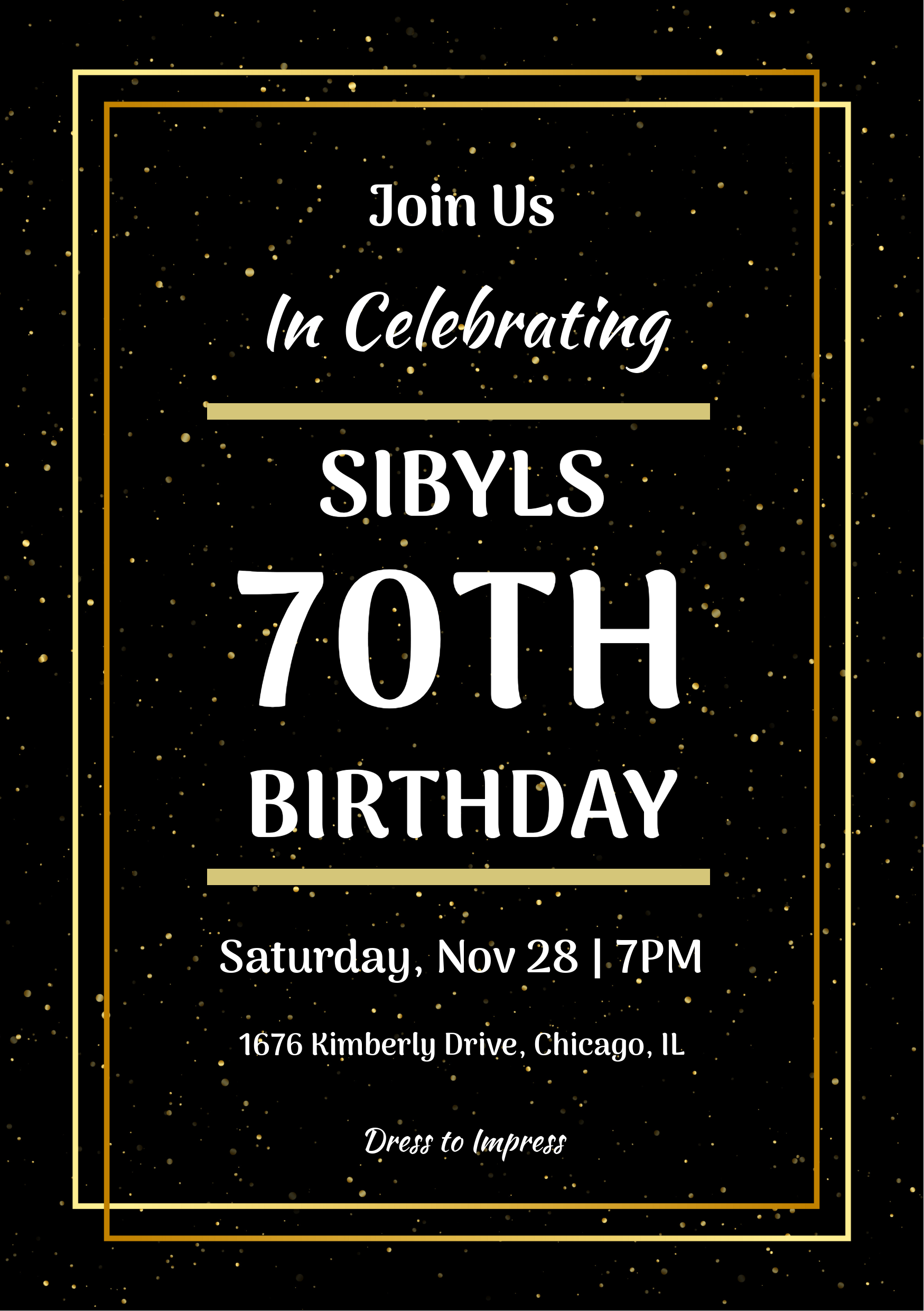 Black and Gold Birthday Party Invitation