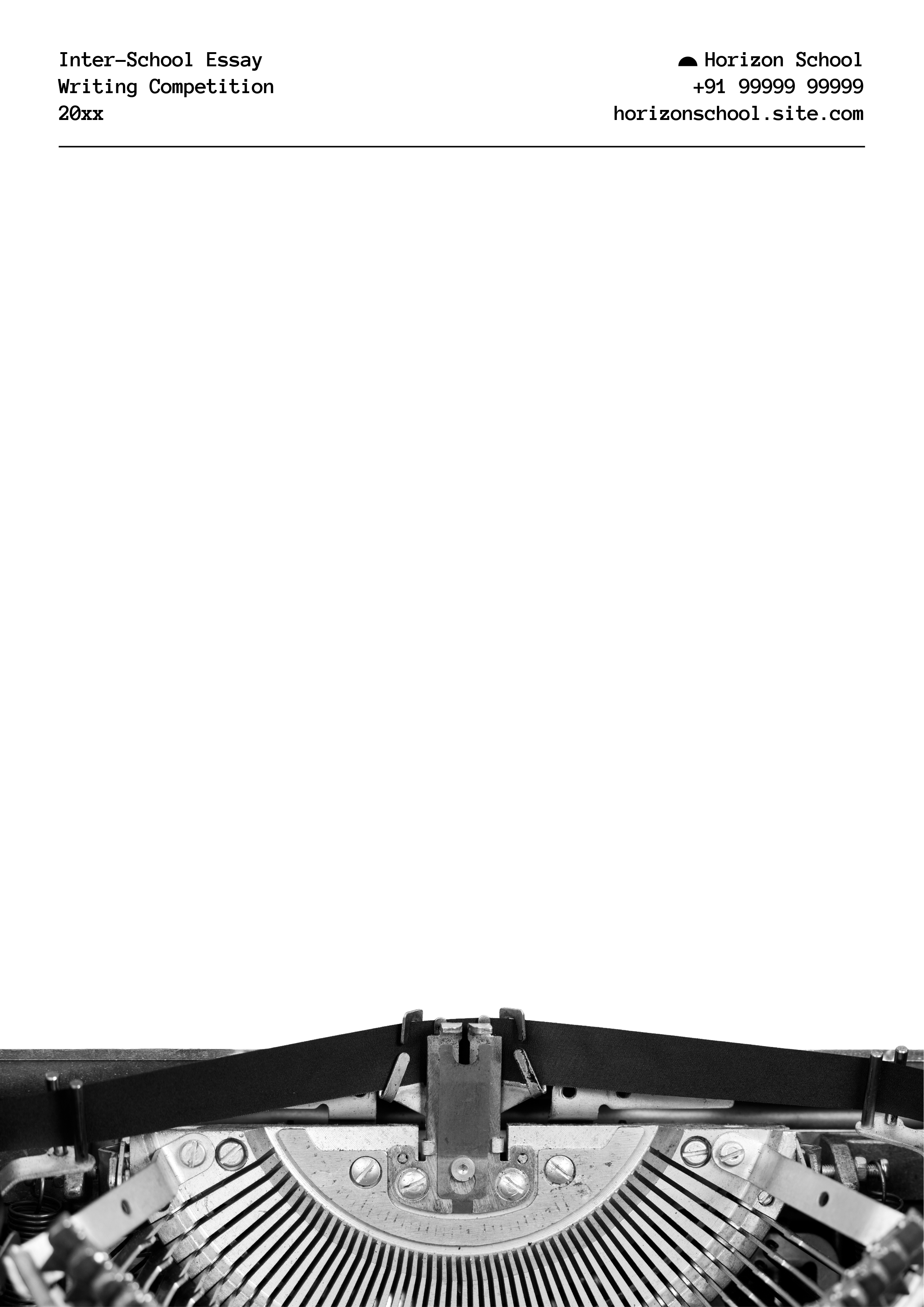 Black and White Inter-School Essay Writing Contest Letterhead