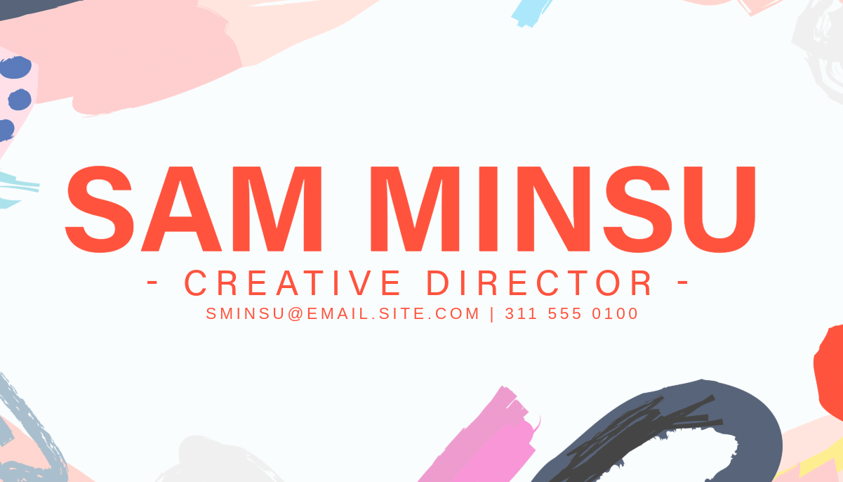 Red and White Abstract Paint Business Card