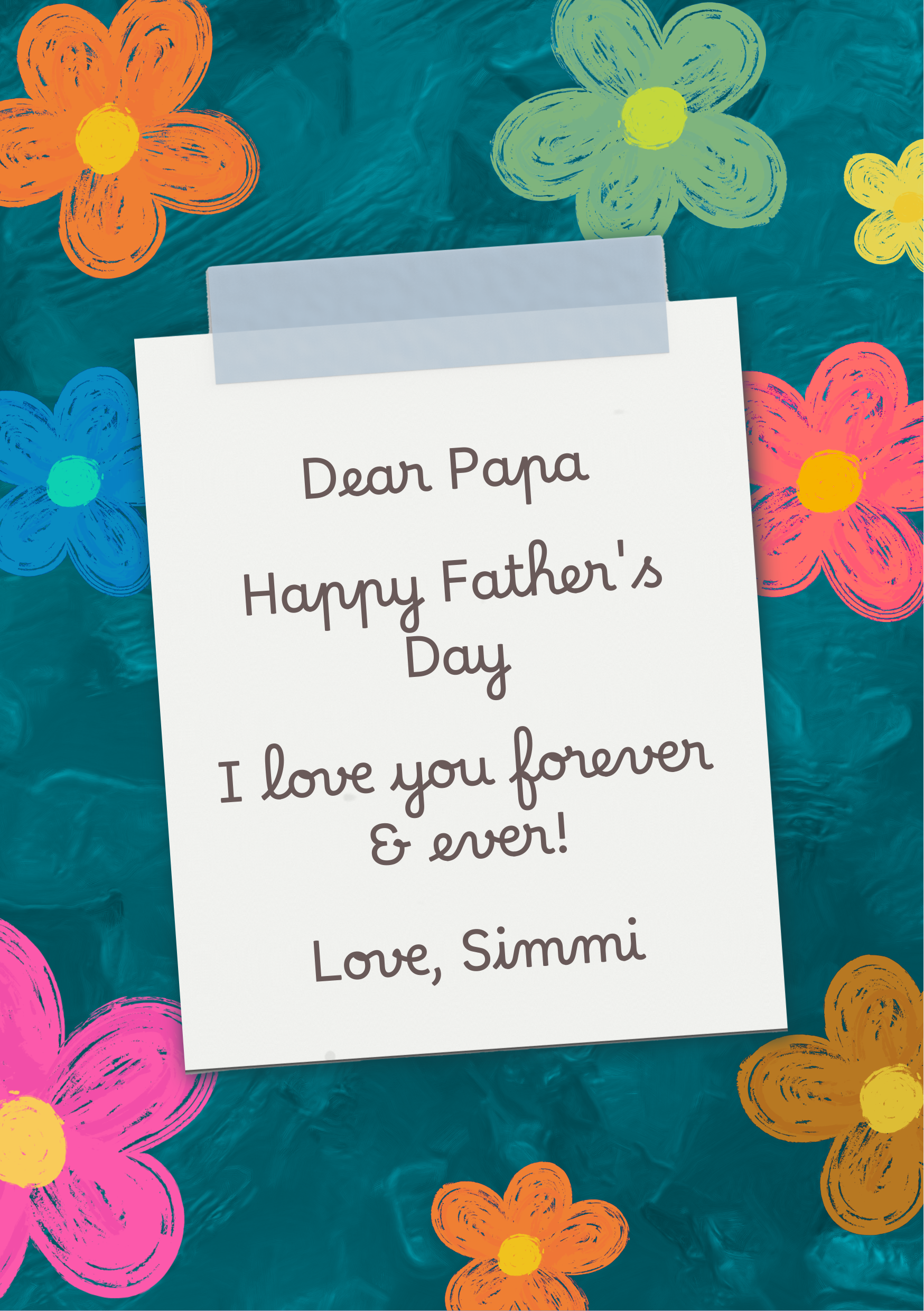 Teal and White Father's Day Card