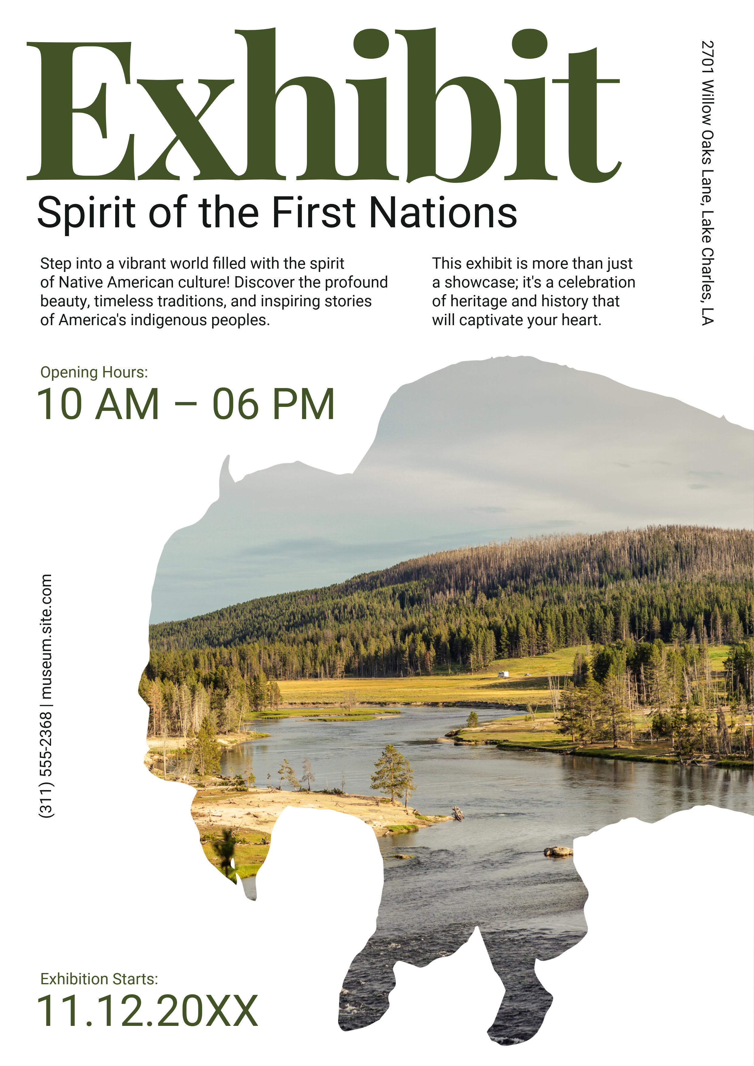 White and Dark Green Museum Exhibit Flyer