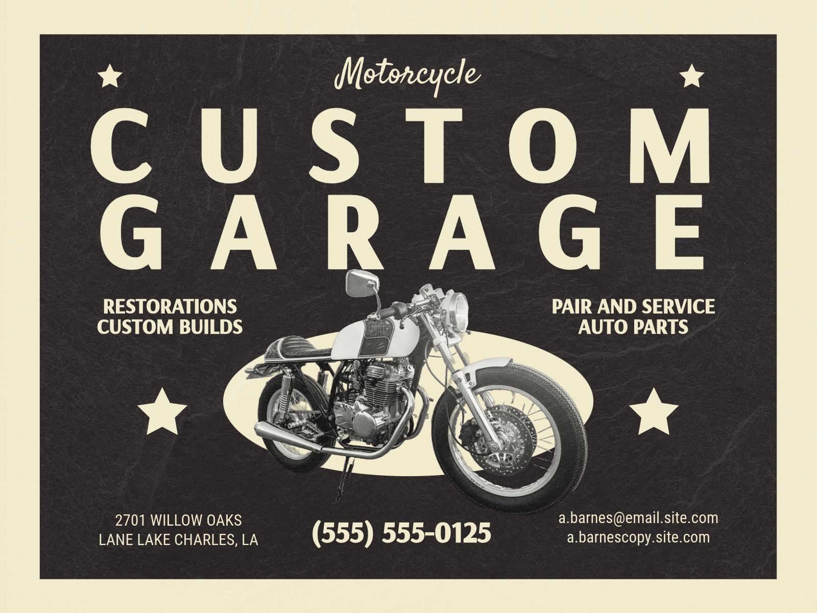 Black Retro Custom Garage Motorcycle Facebook Shop Cover