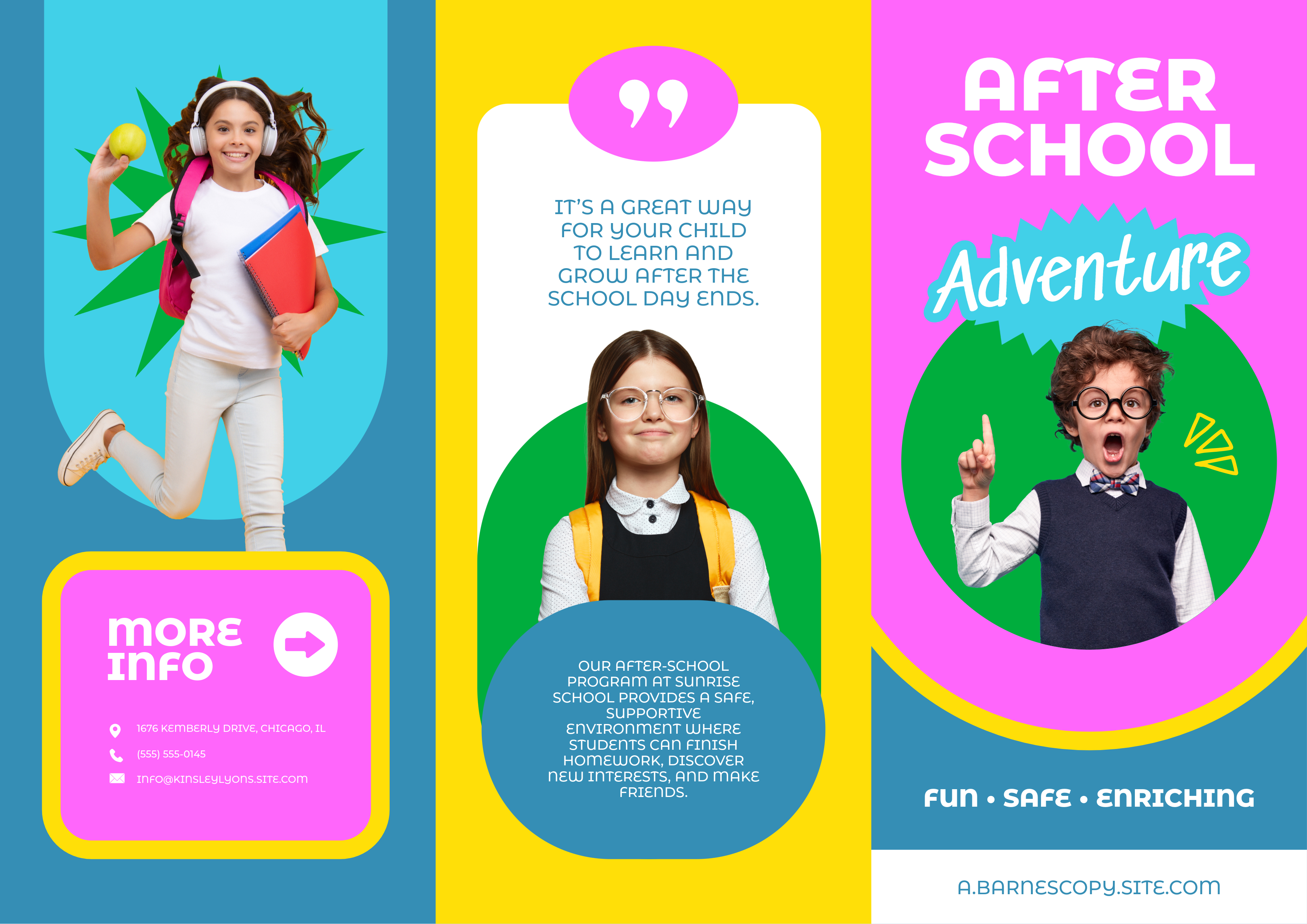 Blue And Pink After School Adventure Brochure