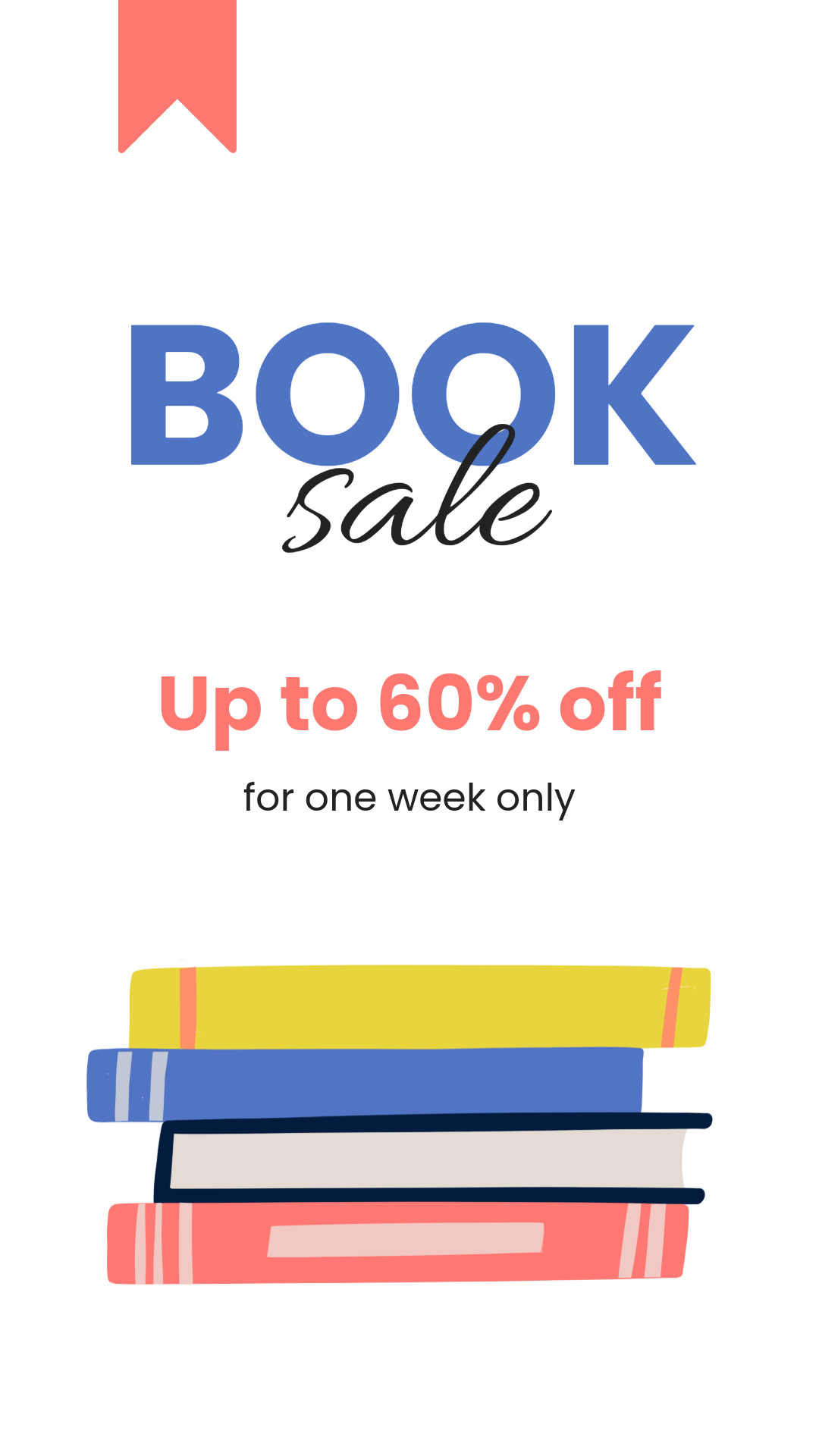 Blue and Red Retro Book Sale Instagram Story Ad