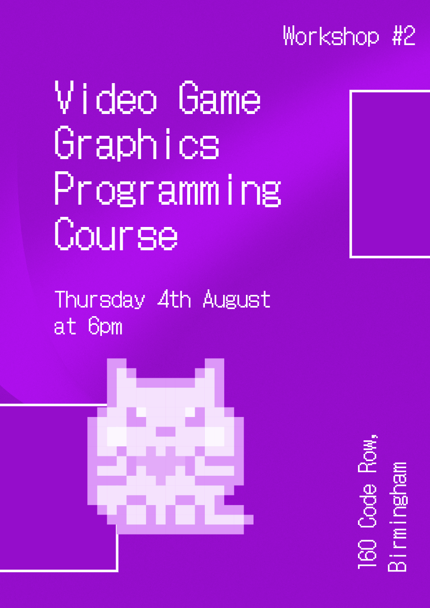 Purple & White Video Game Graphics Programming Course Flyer