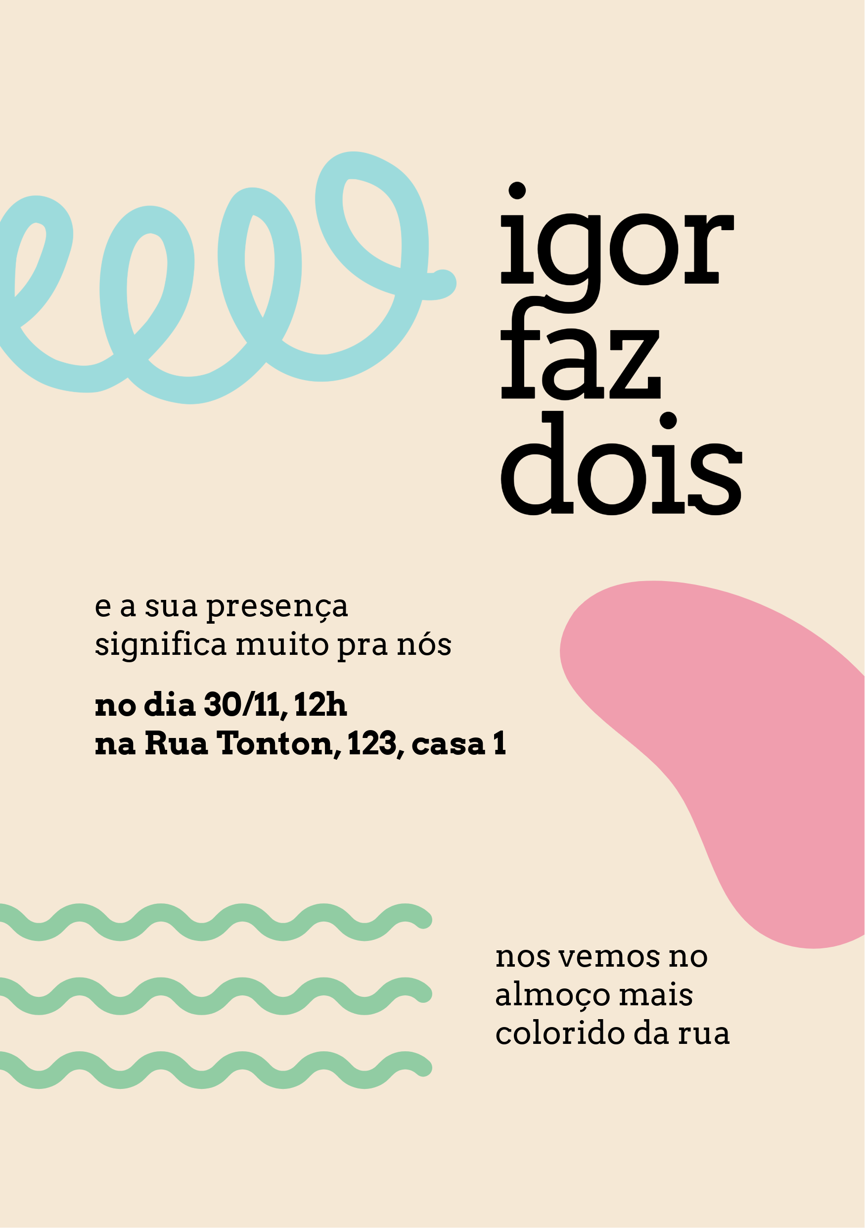 Convite - Aniversário Criança Azul Rosa Verde